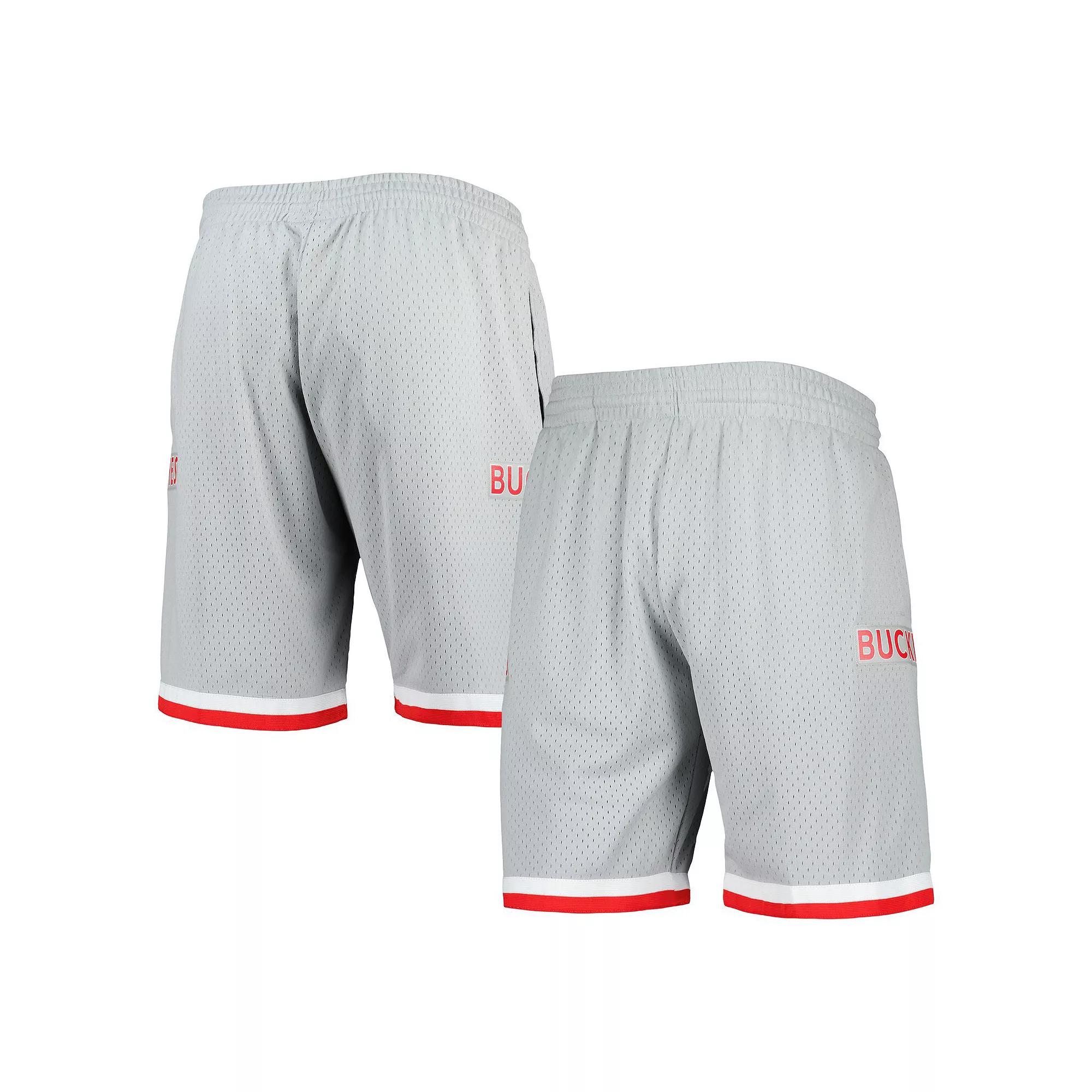 Men's Mitchell & Ness Silver Ohio State Buckeyes Authentic Shorts,  Product Image