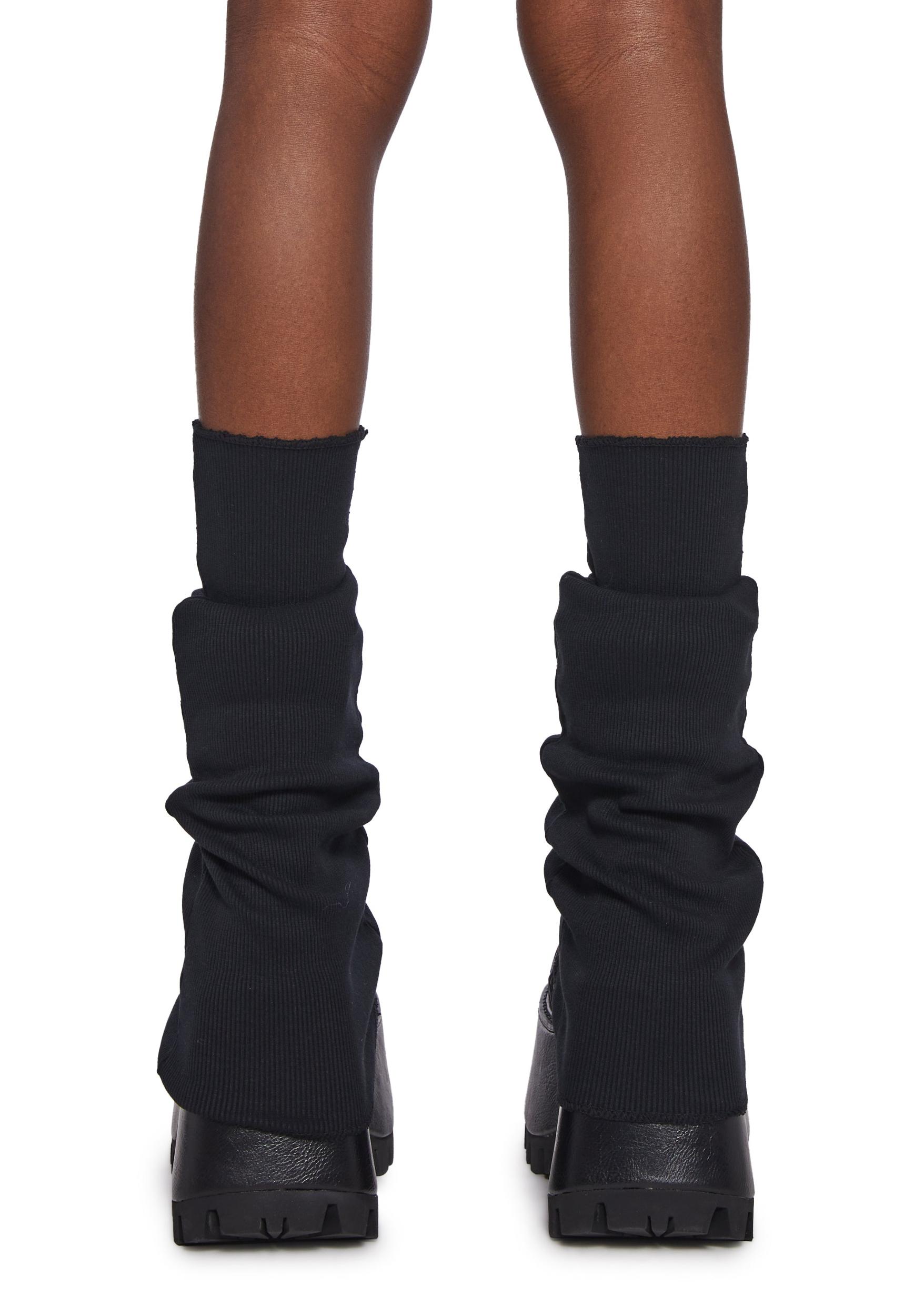 Sexy Womens Knit Ribbed Leg Warmers Club Exx - Black Product Image
