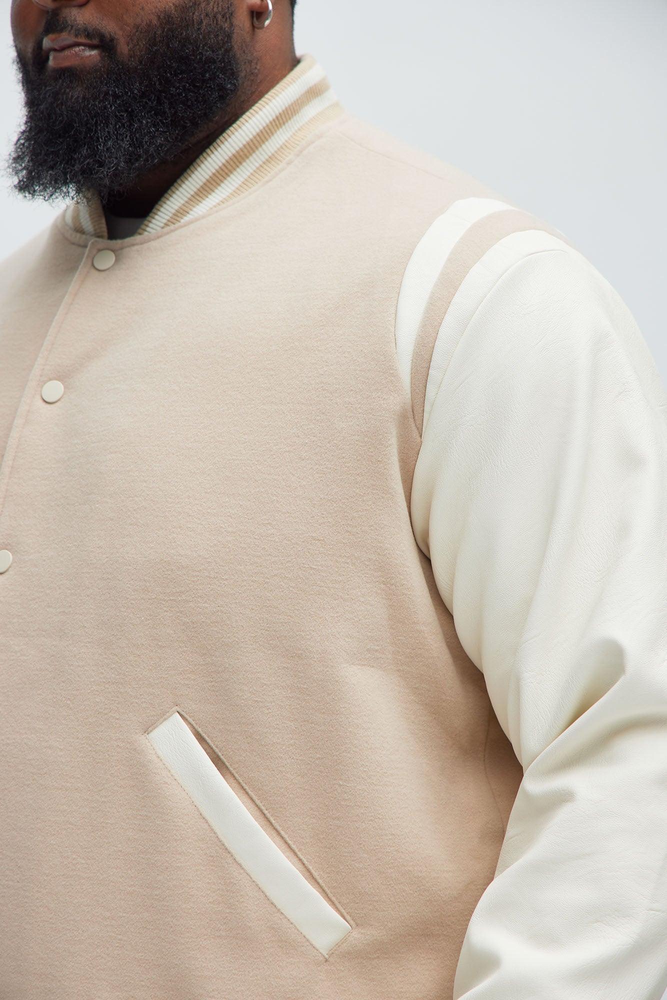 Shoulder Varsity Jacket - Tan Product Image