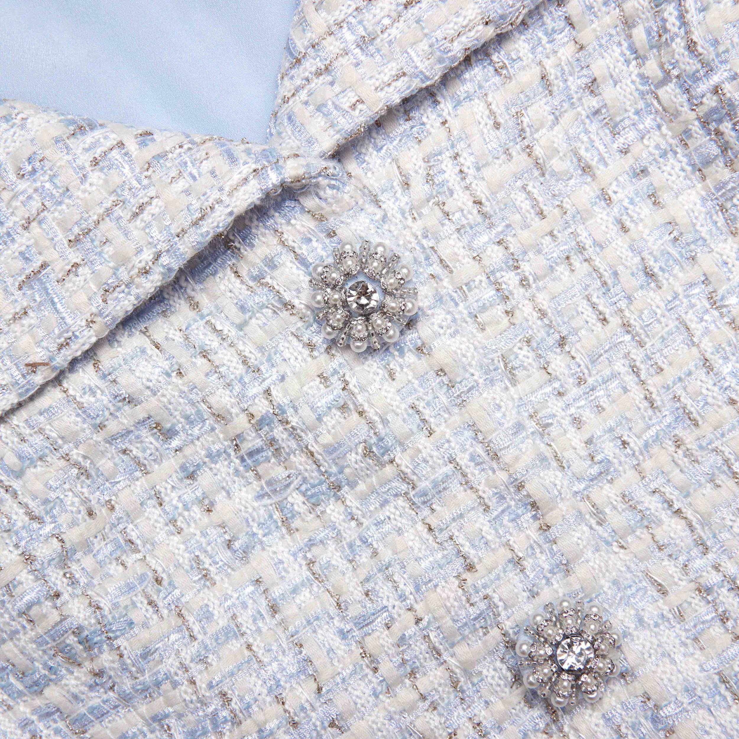 Blue Boucle Midi Dress Product Image