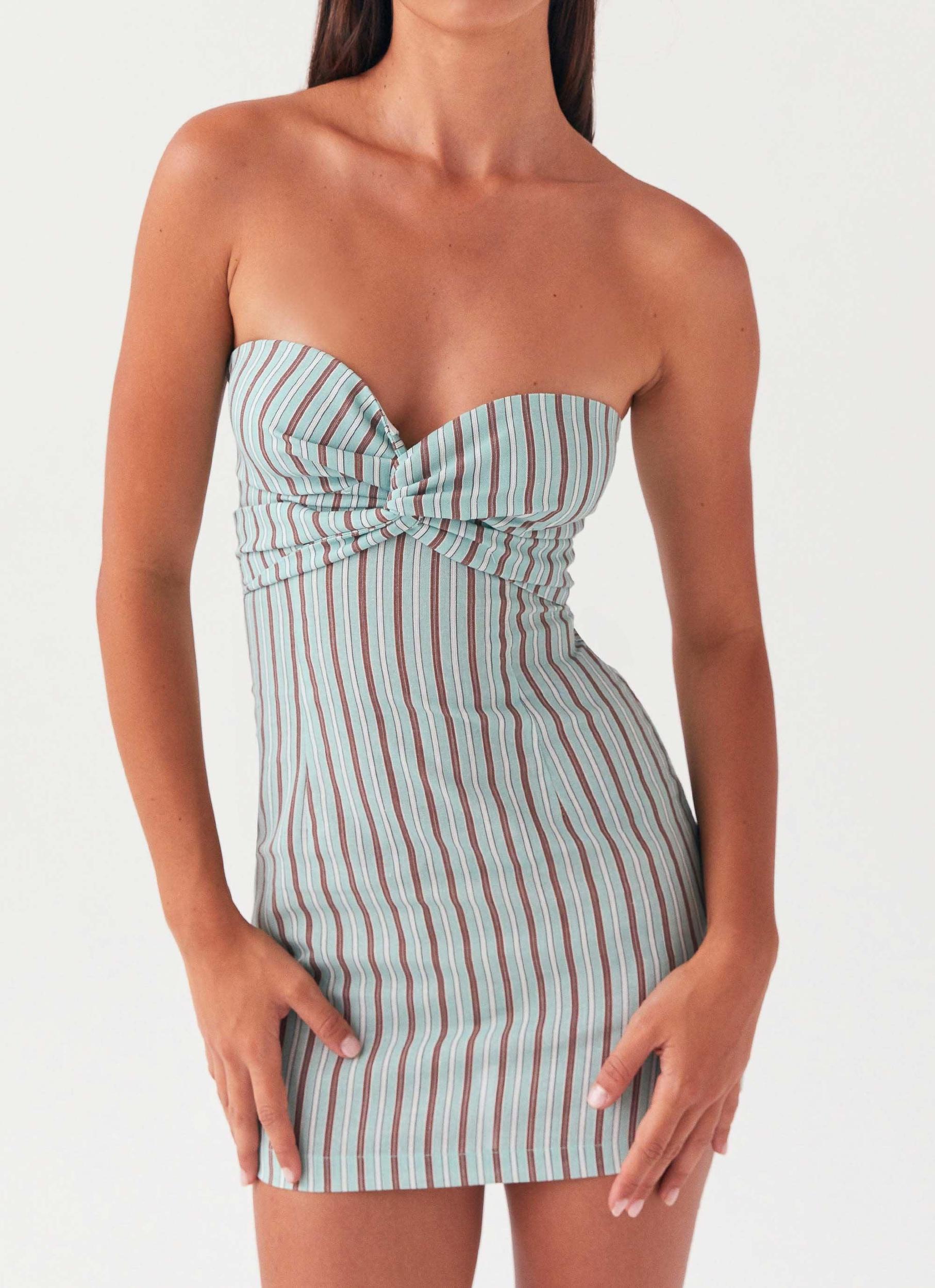Noline Linen Mini Dress - Coastal Stripe Product Image
