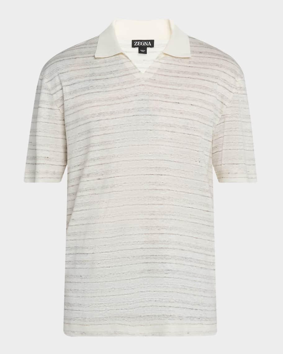 Men's Johnny Collar Multi-Stripe Polo Shirt Product Image