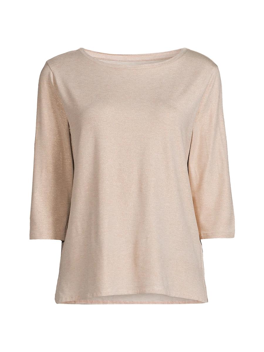 Womens Soft Touch Metallic Boatneck T-Shirt Product Image