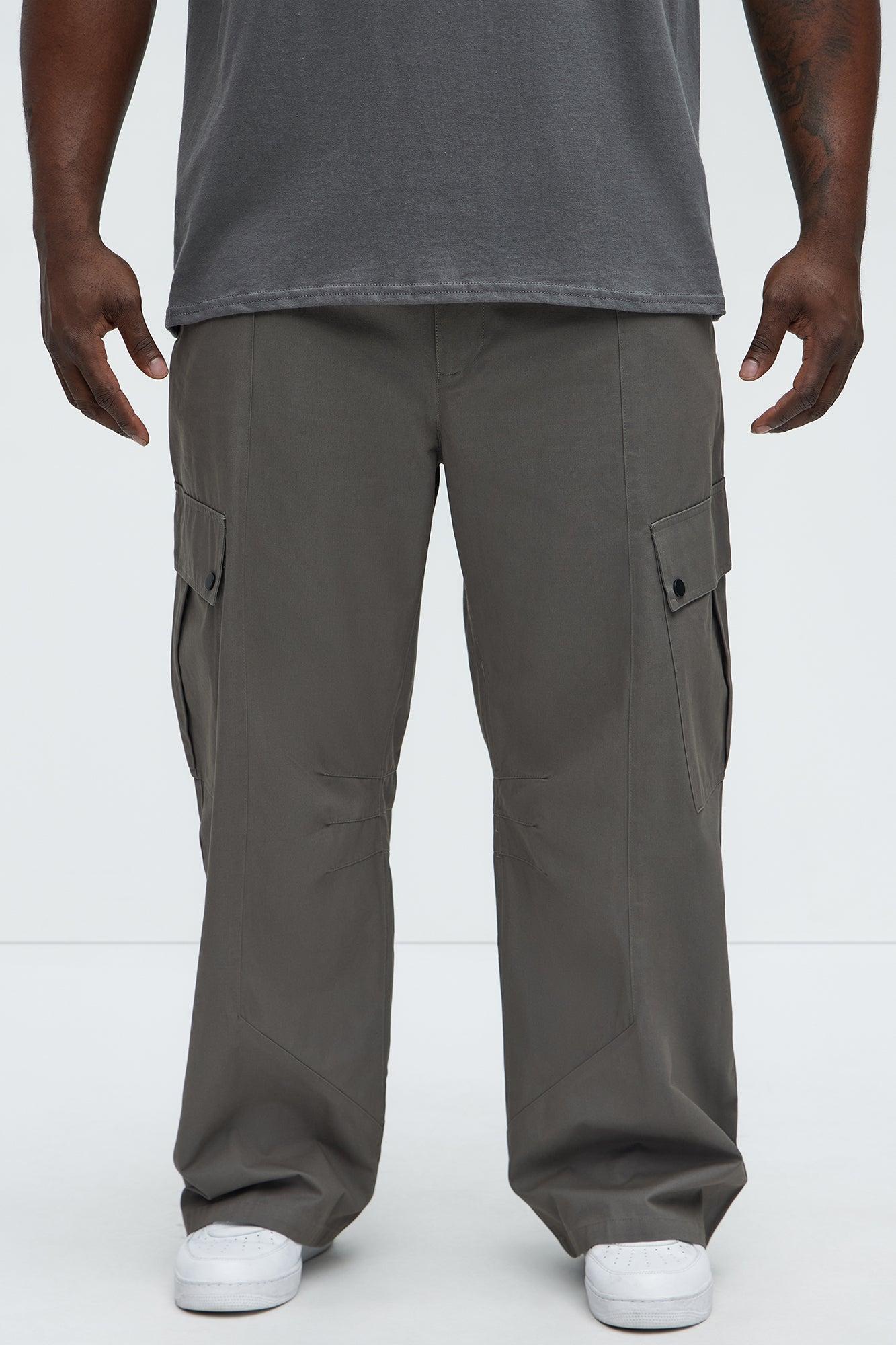 Carl Paneled Baggy Cargo Pants - Grey Product Image