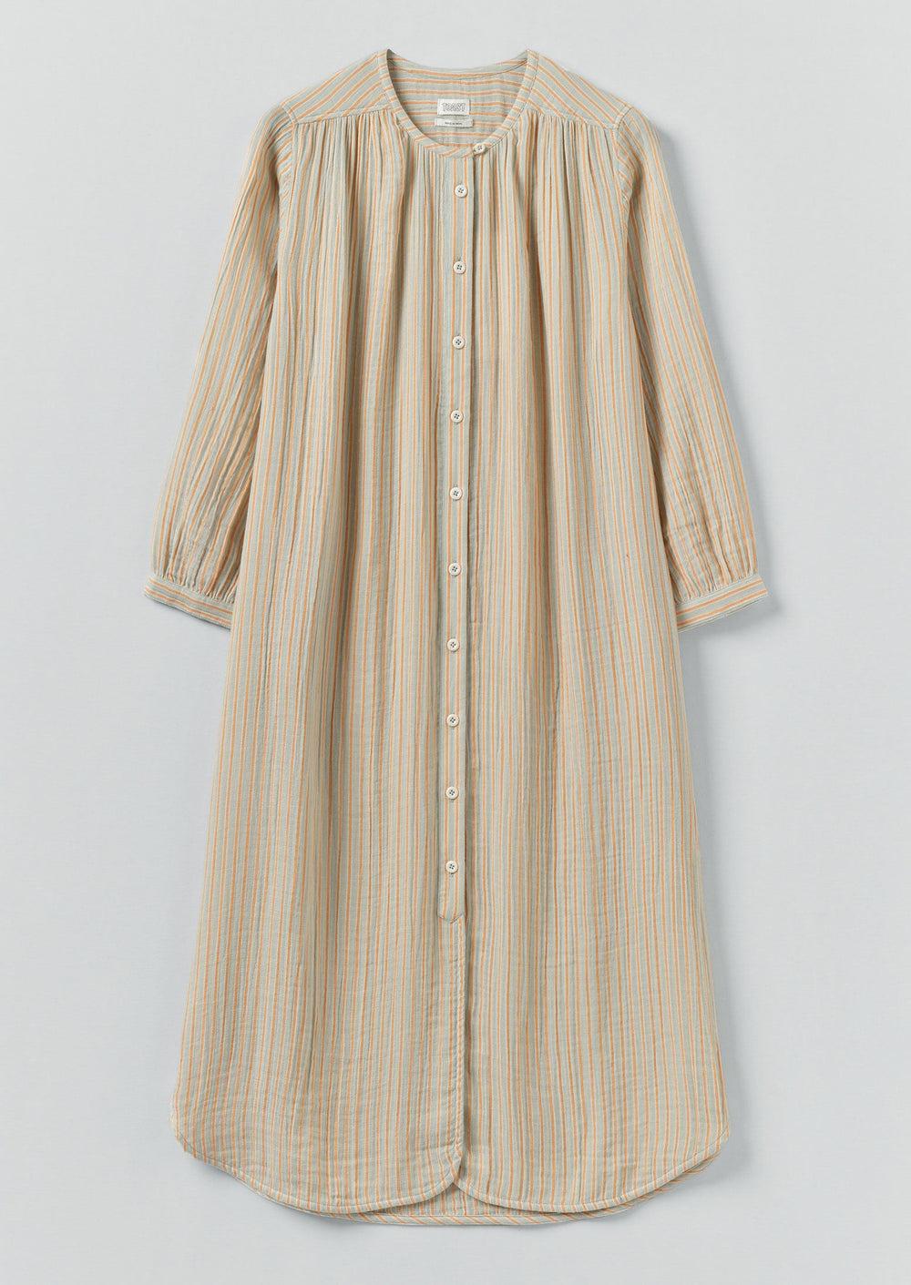 Stripe Crinkle Cotton Nightdress | Sage/Apricot Product Image