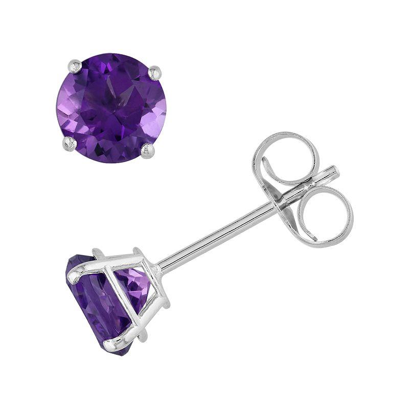 Stella Grace 14k White Gold Amethyst Stud Earrings, Womens, Purple Product Image