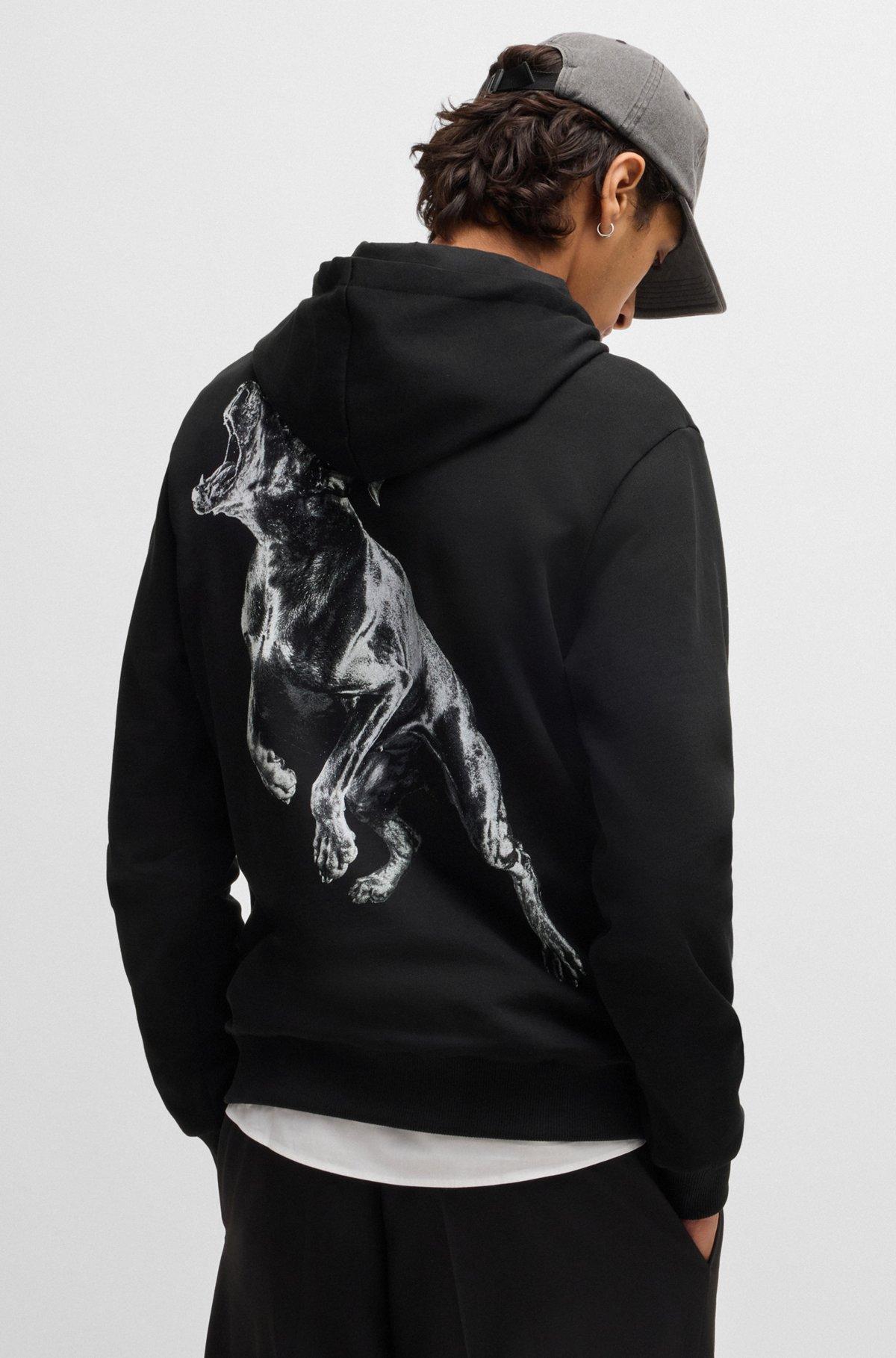 Cotton-terry hoodie with animal graphic prints Product Image