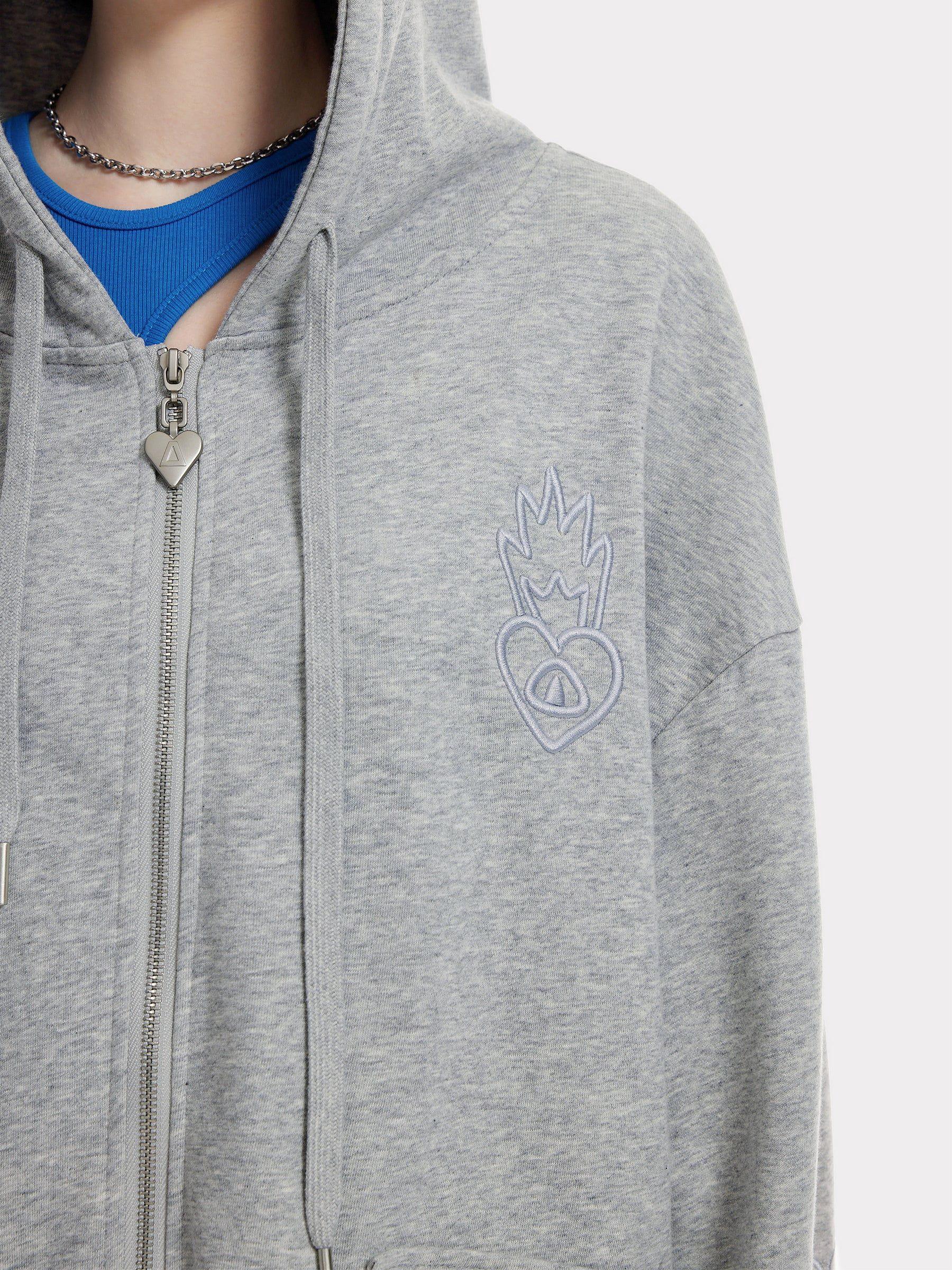 Aelfric Eden Embroidery Rabbit Ears Zip Up Hoodie Product Image
