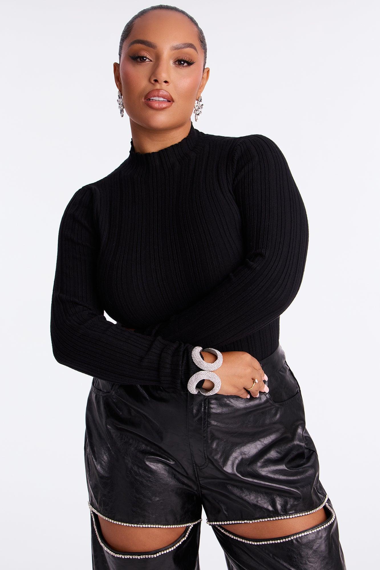 Ellis Mock Neck Sweater Top - Black Female Product Image