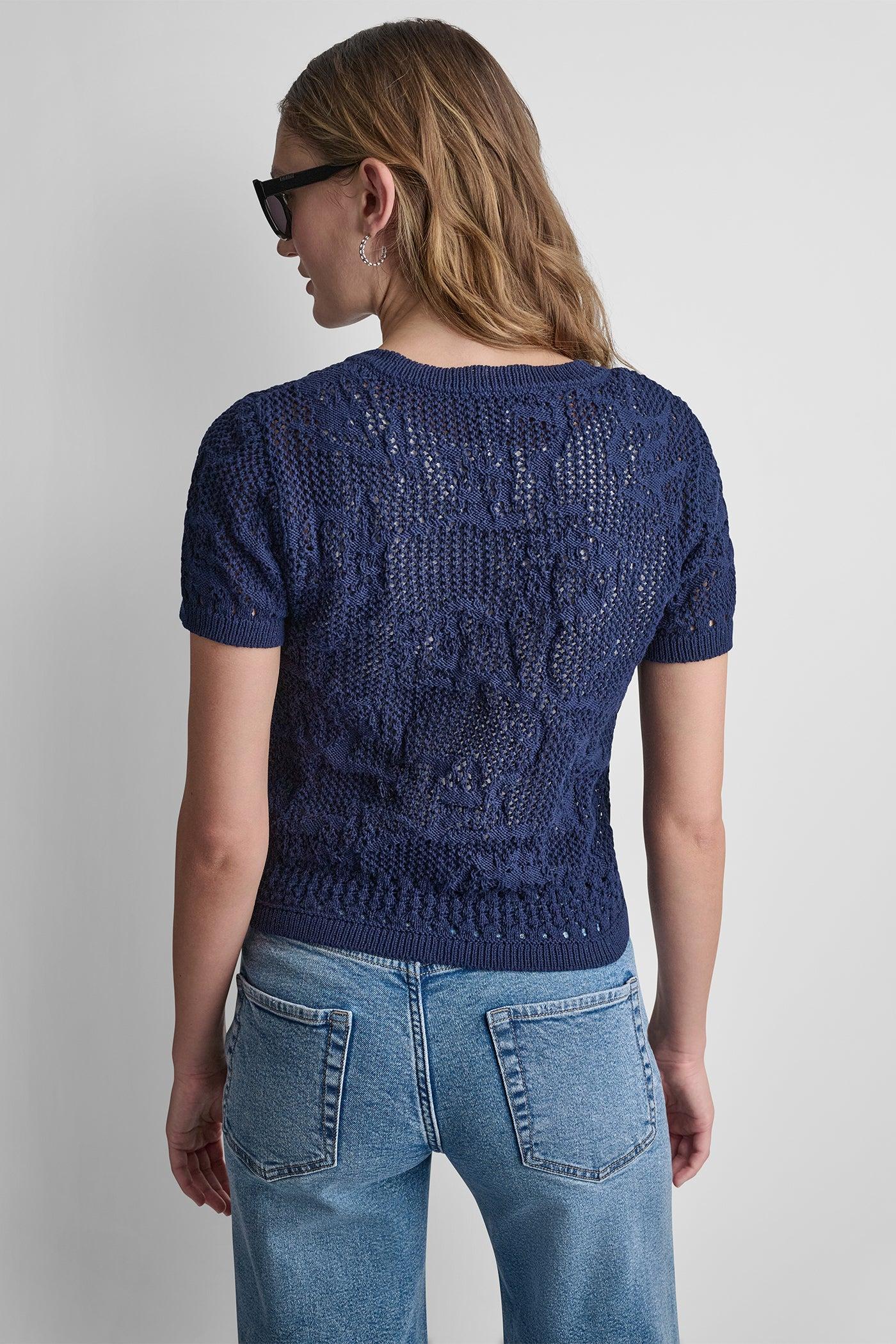 LACE STITCH BUTTON FRONT CARDIGAN Product Image