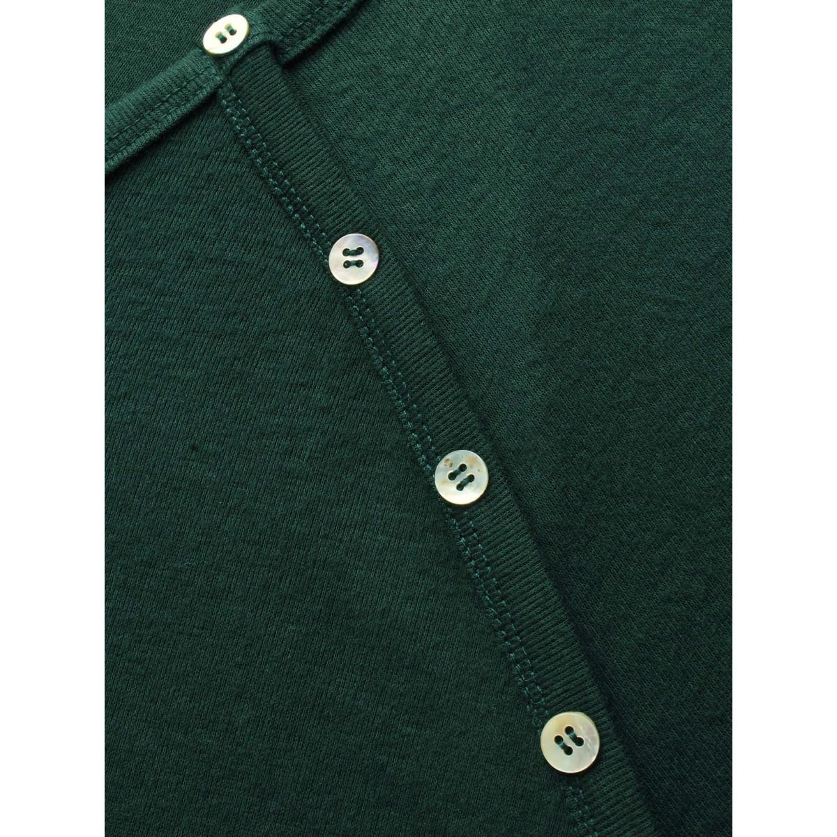 Plus Size Plain Gathered Button Detail T-shirt DarkGreen Women Leisure Gathered Plain Round Neck Casual T-shirts BloomChic 30/6X Product Image