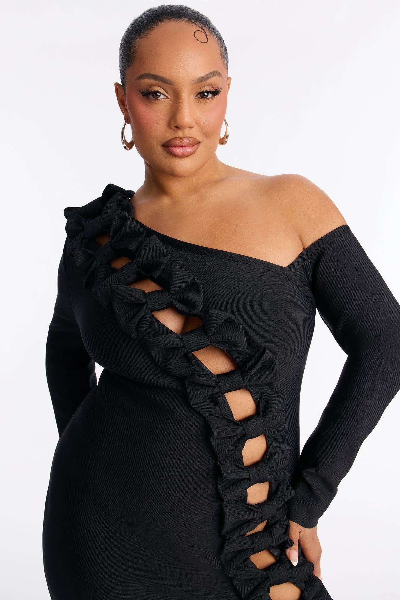 Bonnie Bow Bandage Mini Dress - Black Female Product Image