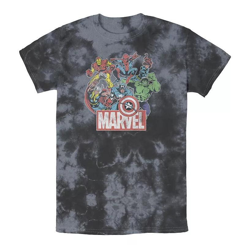 Men's Marvel Avengers Team Retro Comic Vintage Wash Tee, Size: Medium, Black Product Image