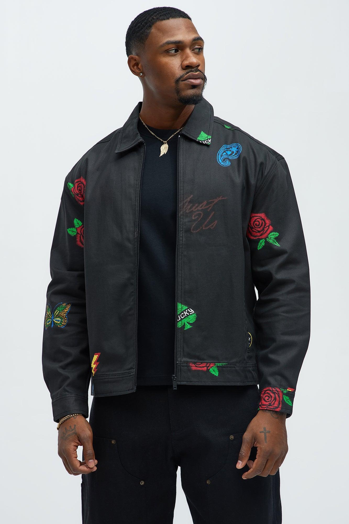 Patchwork Style Trucker Jacket - Black/combo Product Image