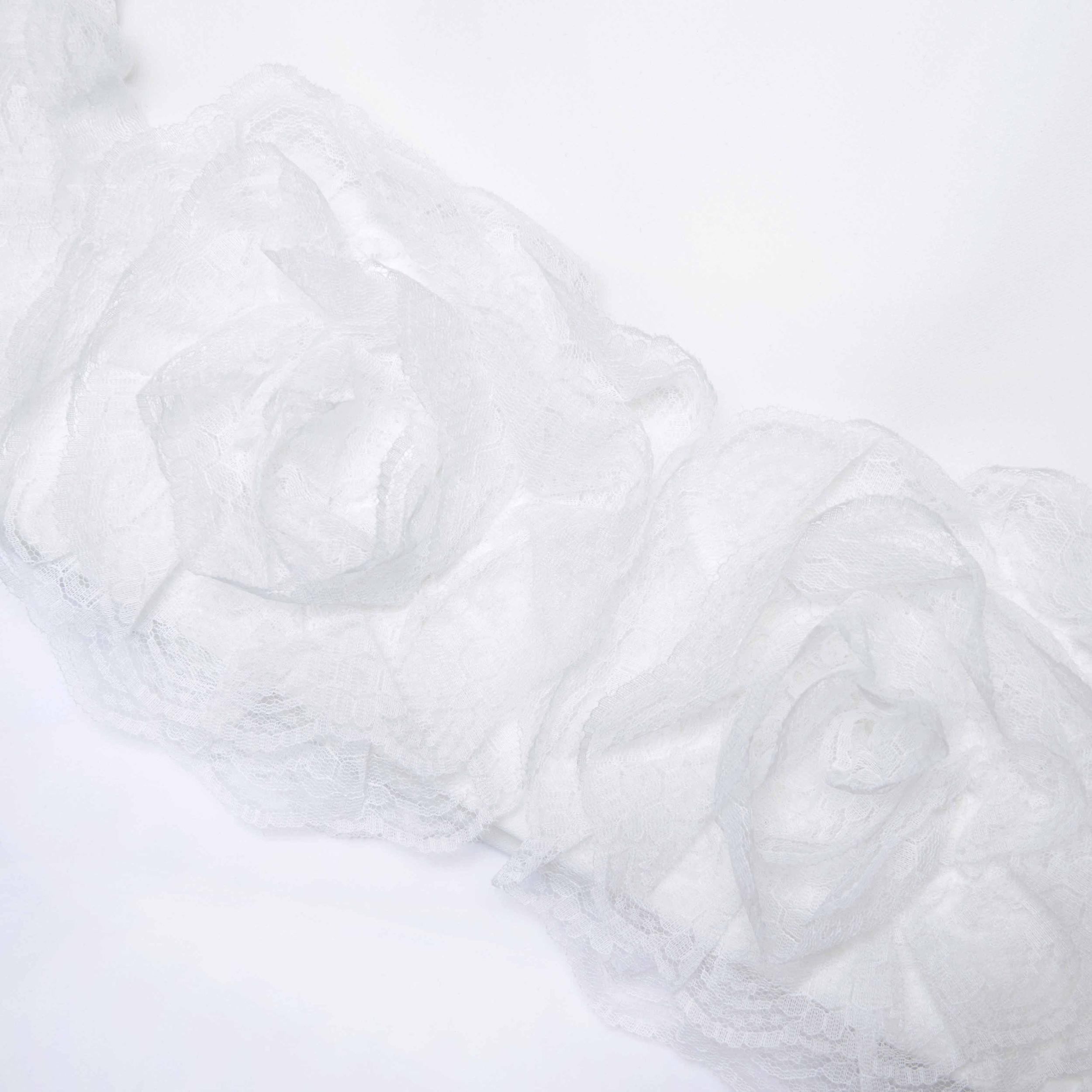 White Crepe 3D Flower Mini Dress Product Image