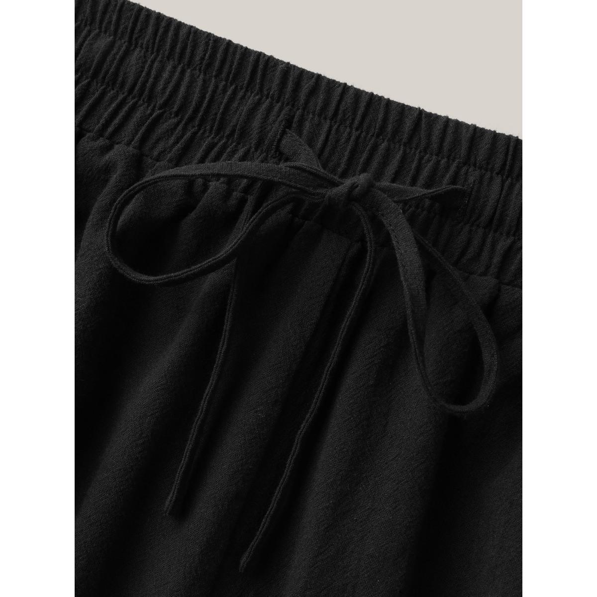 Plus Size Cotton Embroidery Waist-Tie Straight-Fit Shorts Women Black Boho Embroidered Vacation Shorts BloomChic 10/M Product Image