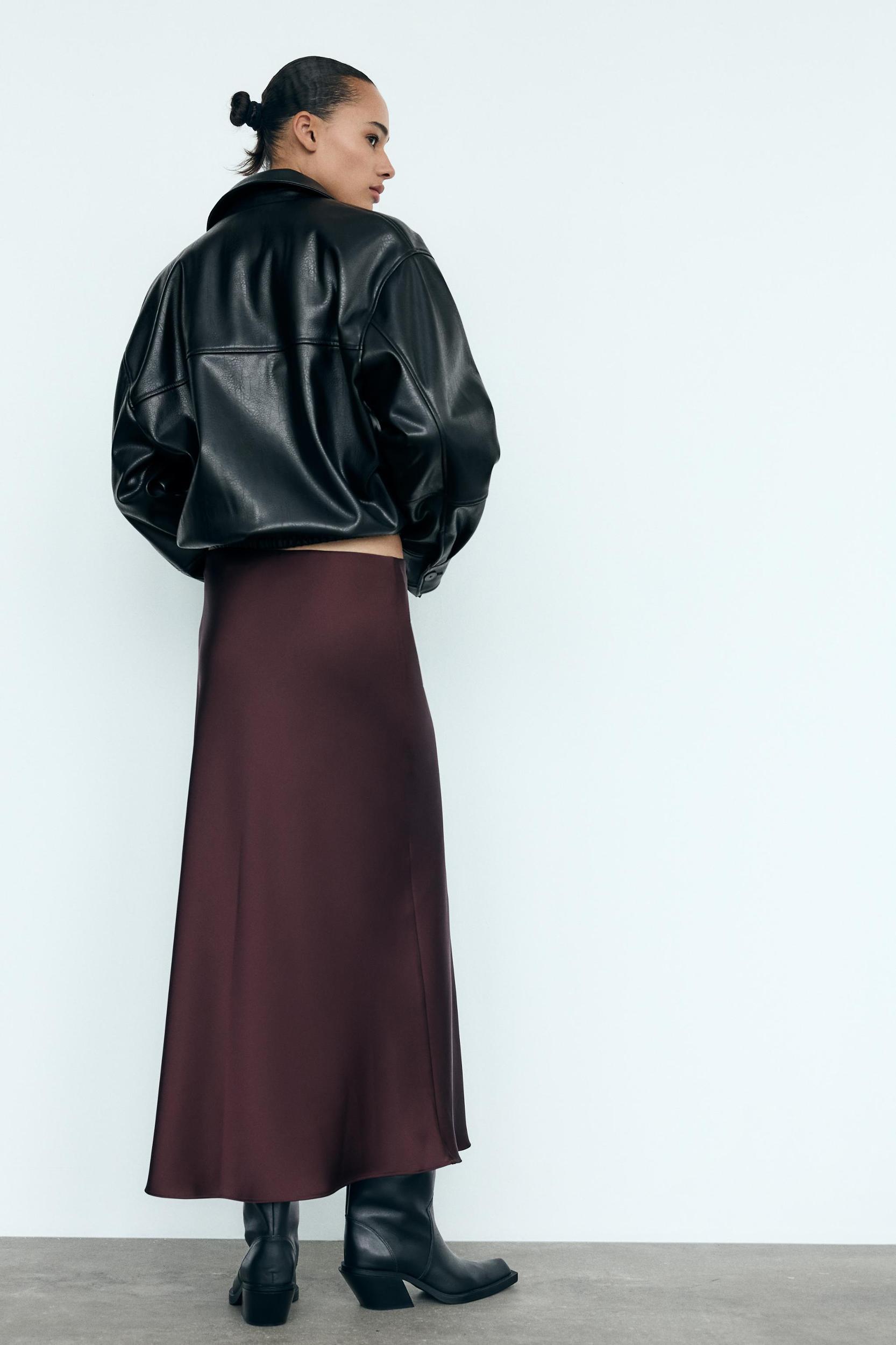 SATIN EFFECT MIDI SKIRT Product Image
