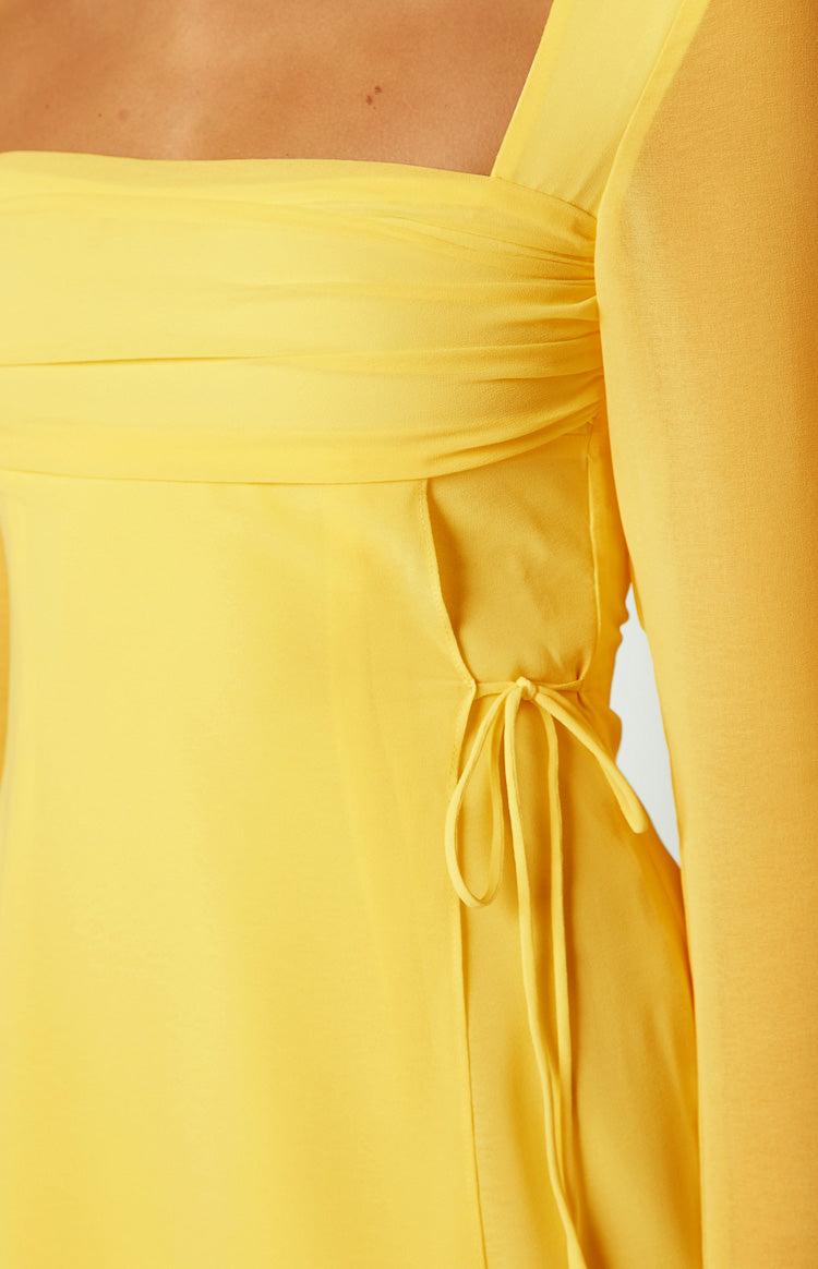 Lucy Yellow Long Sleeve Mini Dress Product Image