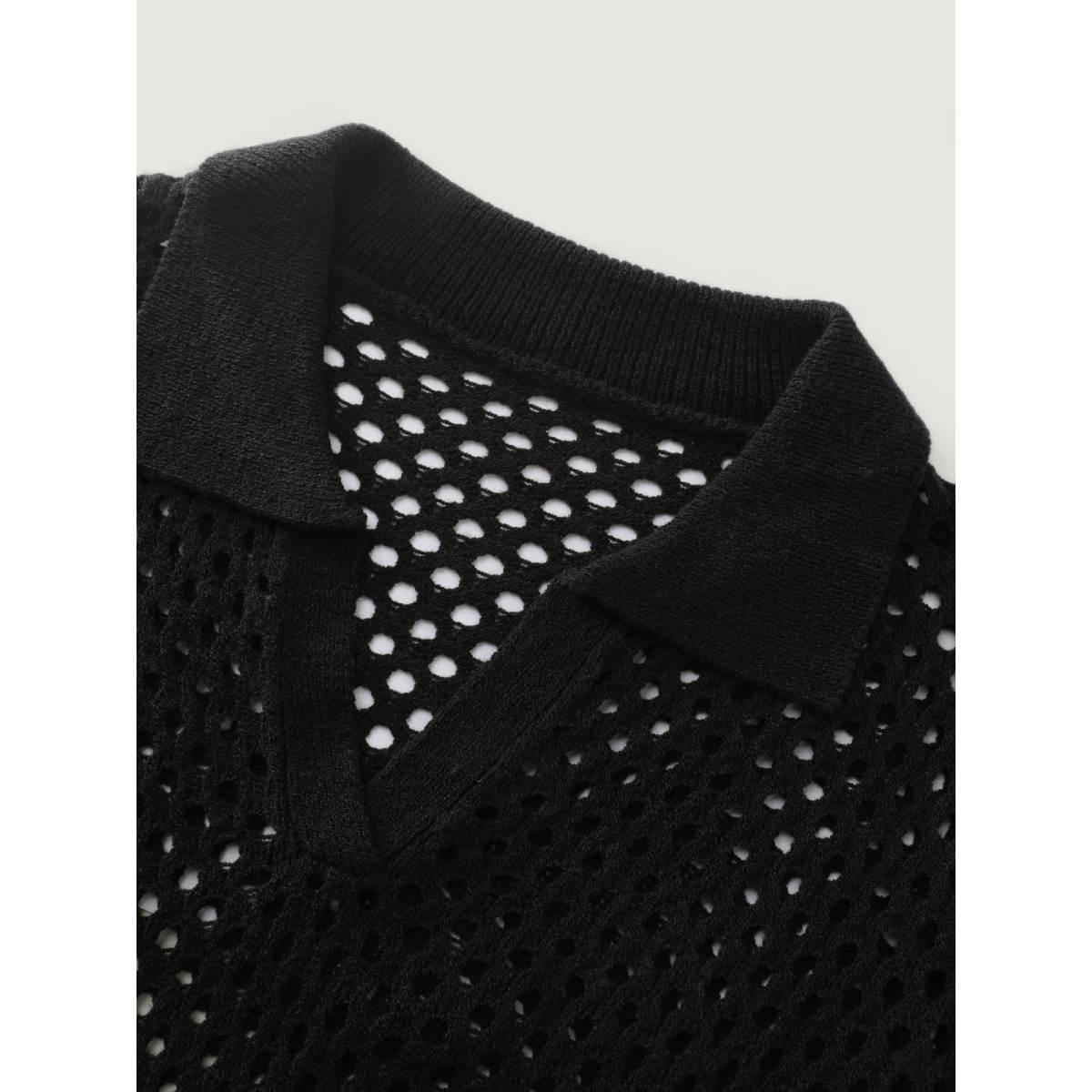 Plus Size Cut-Out Sheer Collar Swim Cover-Up Women's Swimwear Black Leisure Loose Curve Swim Cover Ups BloomChic 28/5X Product Image