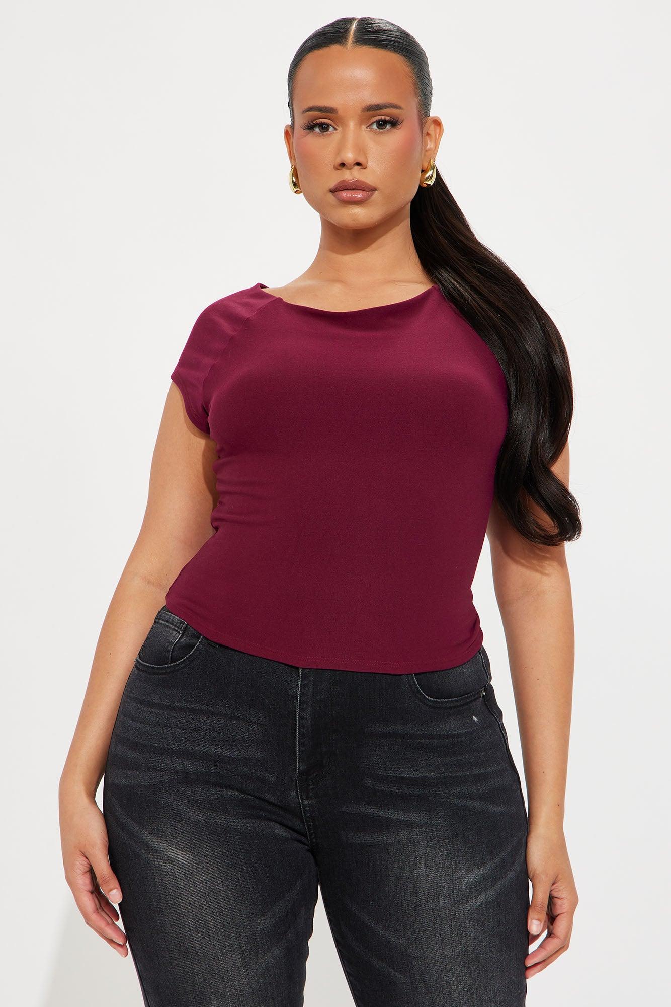 Simple Solutions Double Lined Boat Neck Top - Wine Product Image