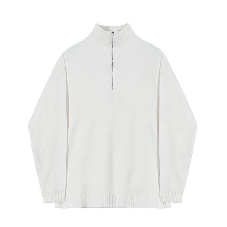 RT No. 5555 KNITTED HALF TURTLENECK COLLAR HALF ZIP-UP SWEATER Product Image