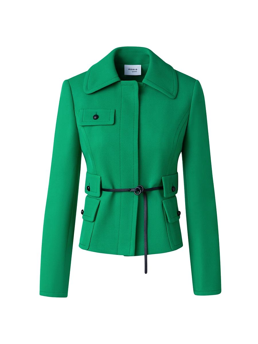Womens Virgin-Wool Belted Jacket Product Image