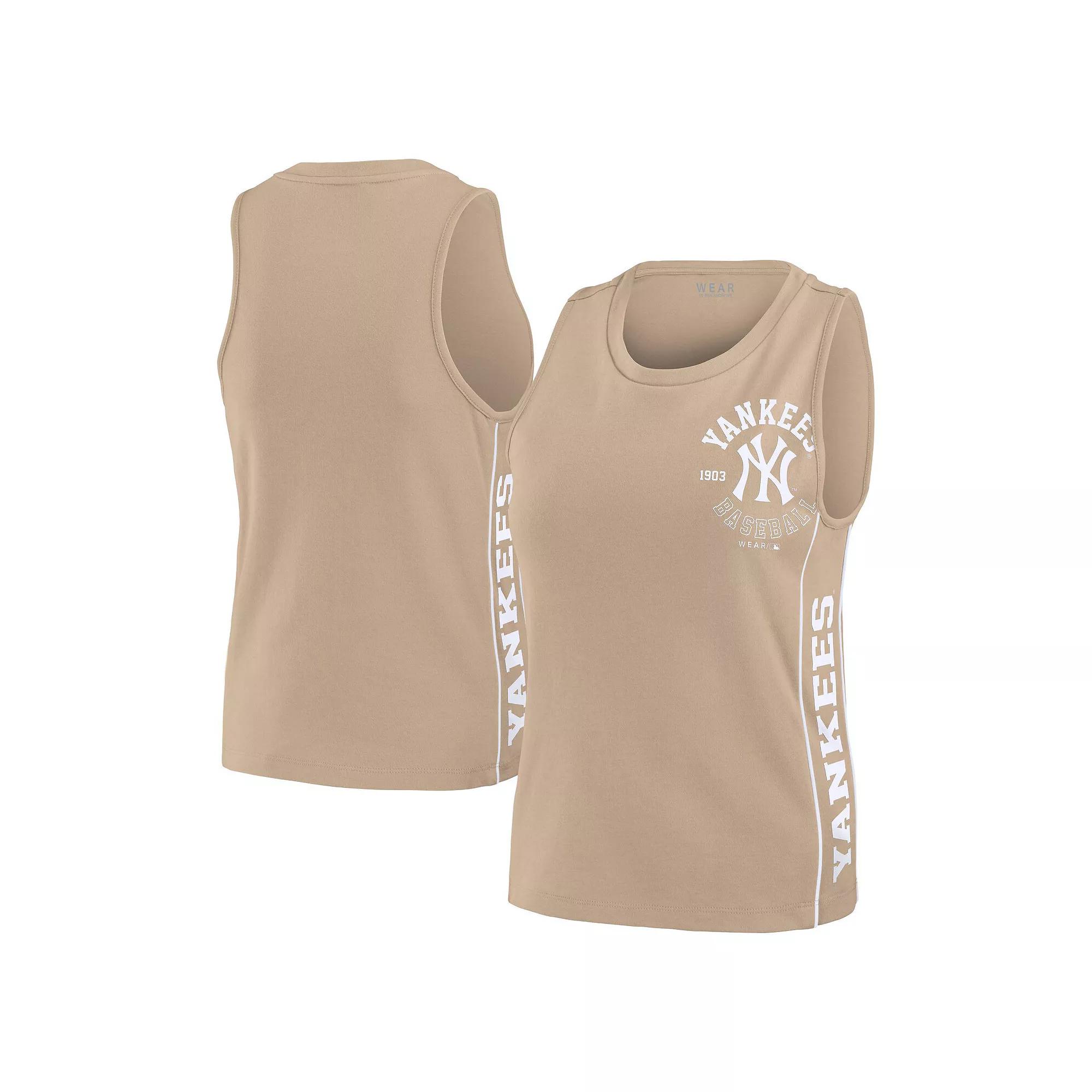 Women's WEAR by Erin Andrews Tan Atlanta Braves Tonal Tank Top, Size: Medium, Team Product Image