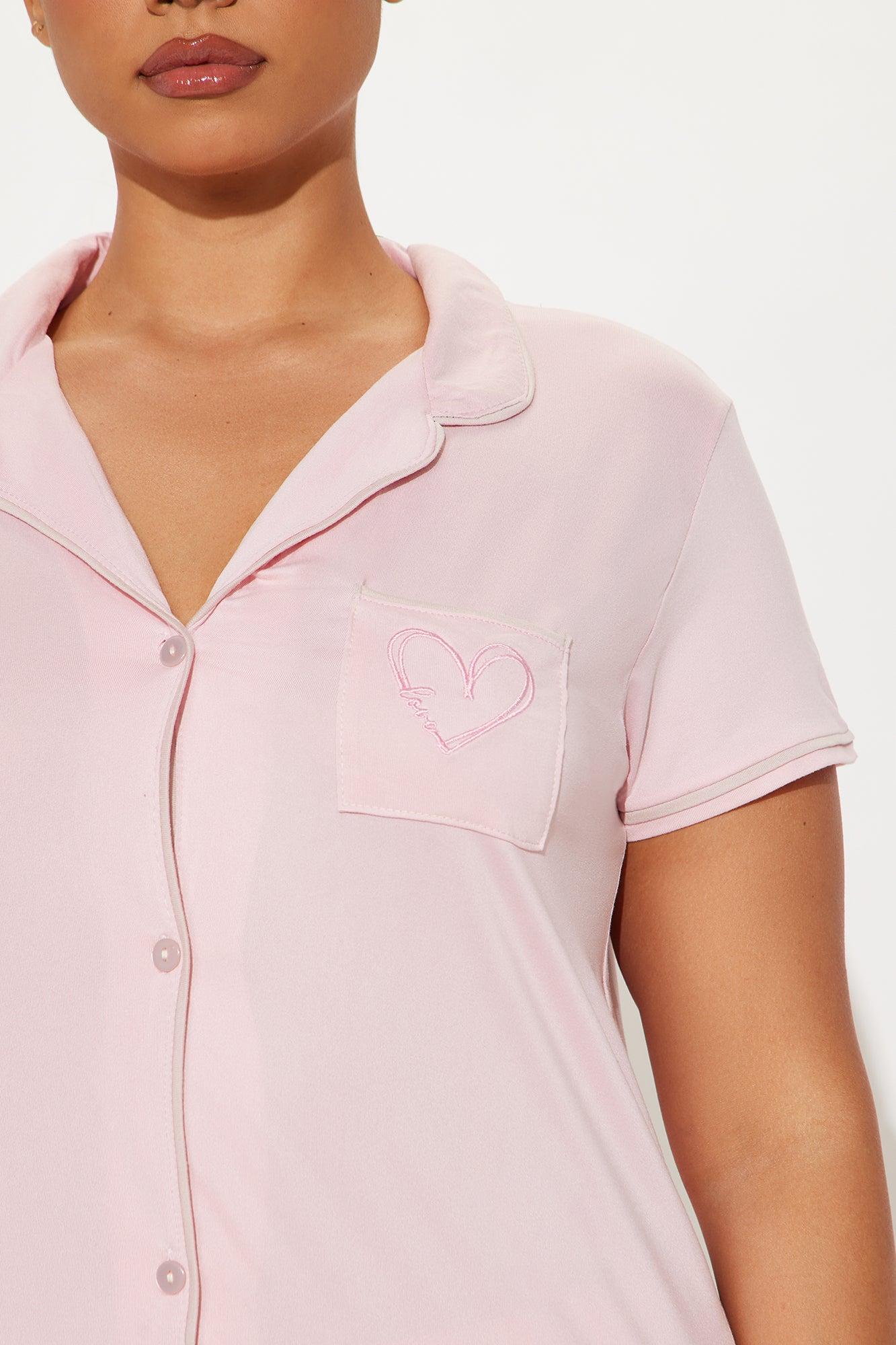 I Heart My Bed PJ Short Set - Pink Product Image