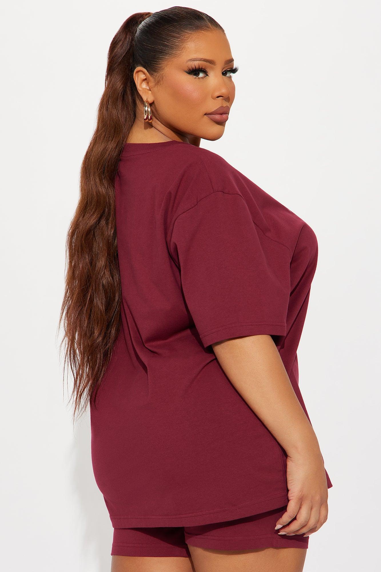 Margs Social Club Short Set - Burgundy Female Product Image