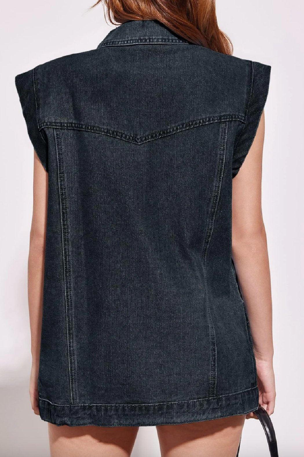 Oversized Sleeve Denim Vest Product Image