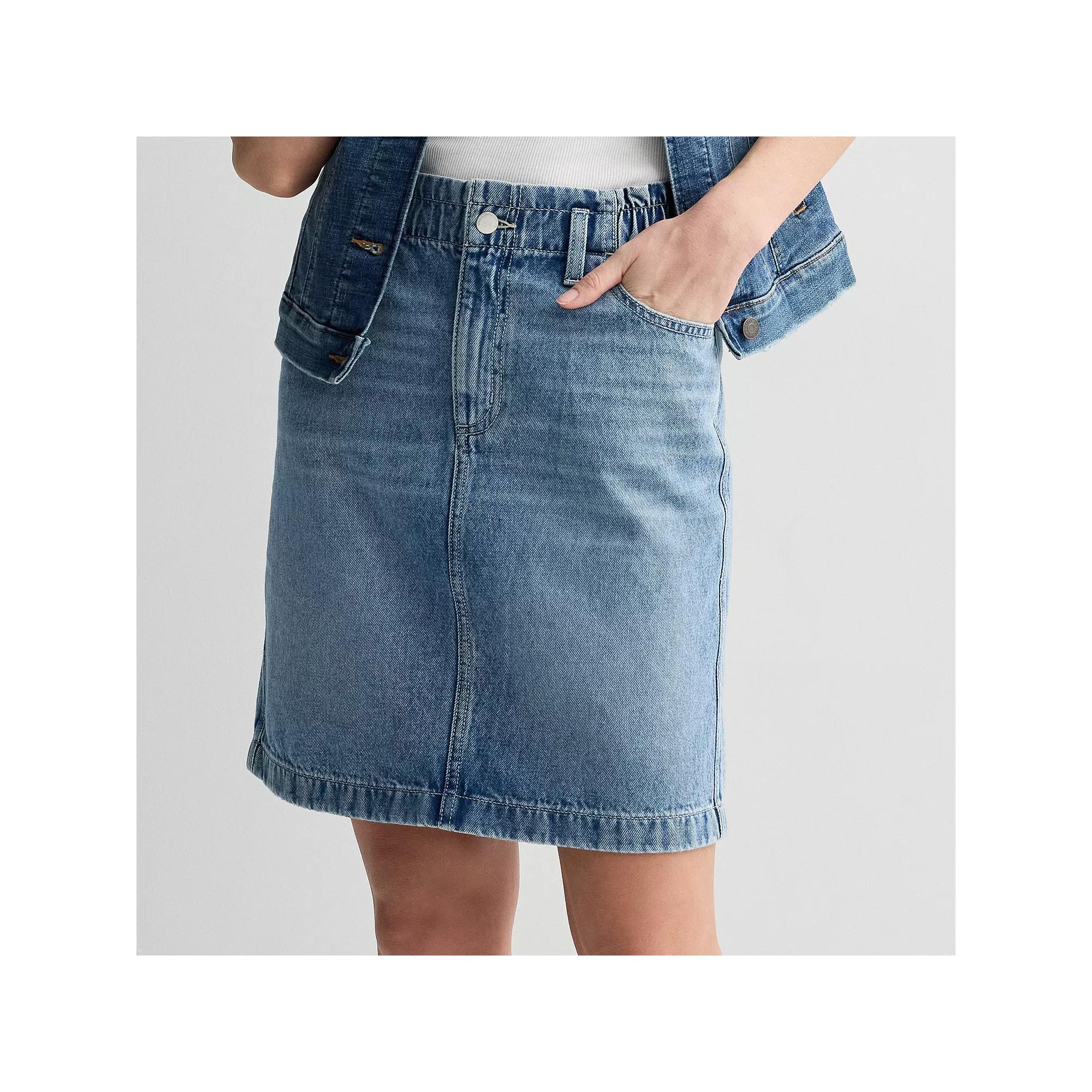 Women's Sonoma Goods For Life® Paperbag Waist Denim Skirt, Size: Small, Med Blue Product Image