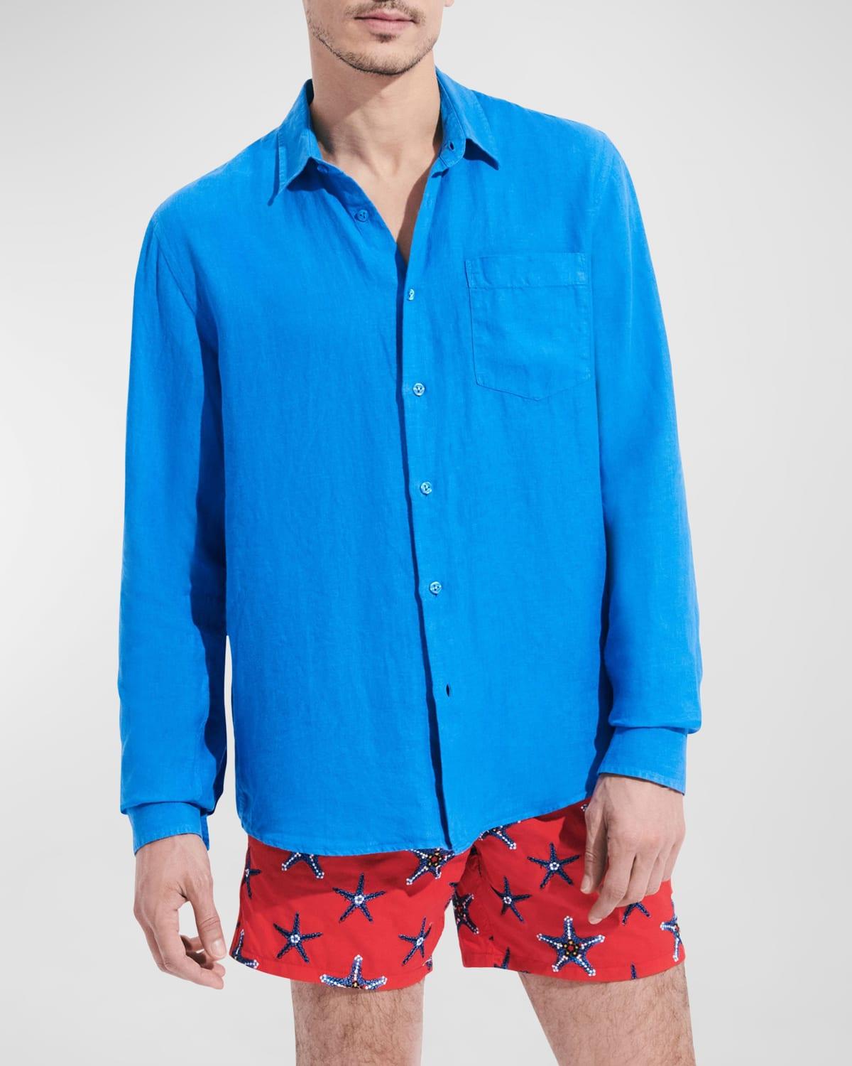 Mens Caroubis Linen Button-Front Shirt Product Image