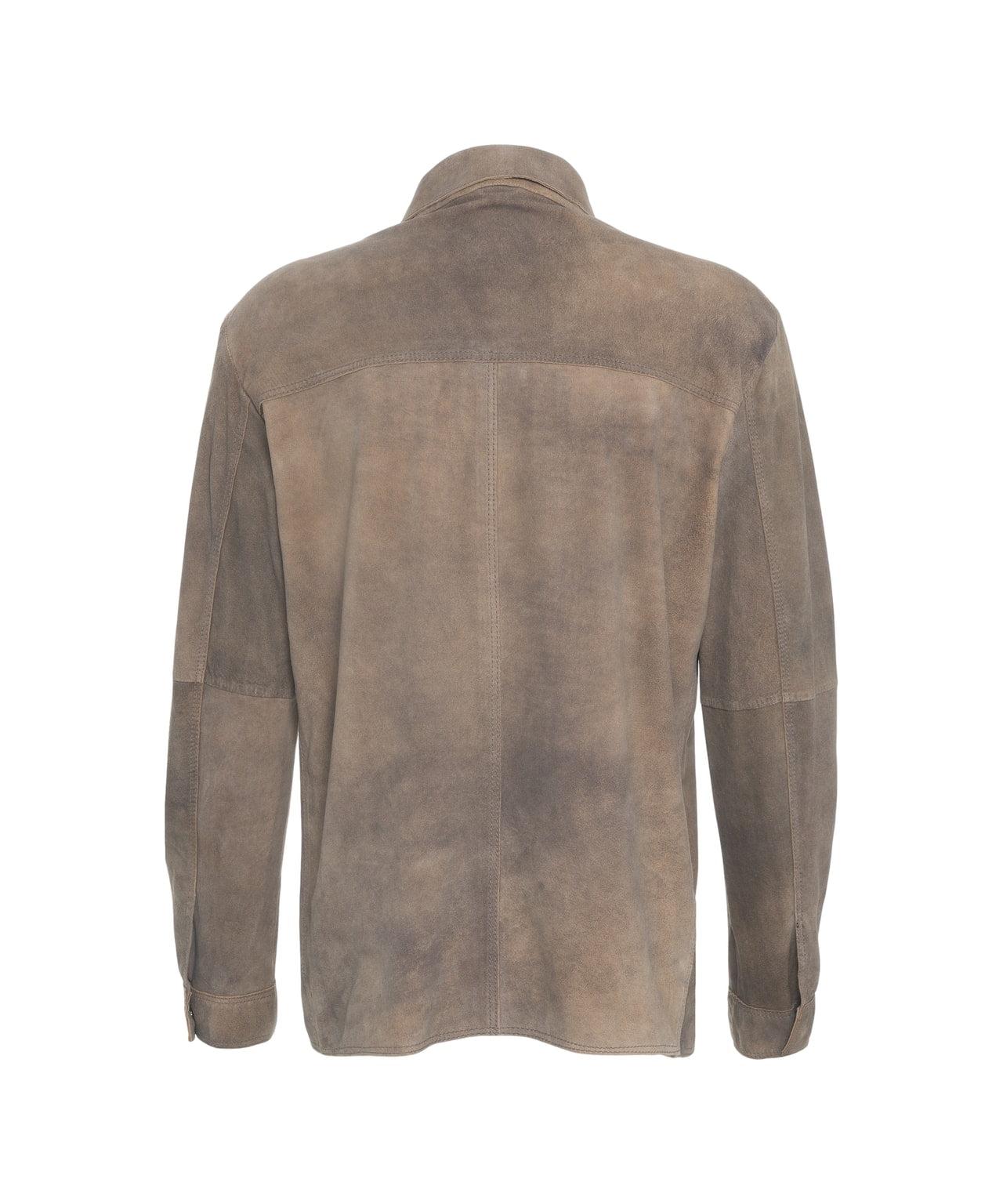 Suede leather overshirt Product Image