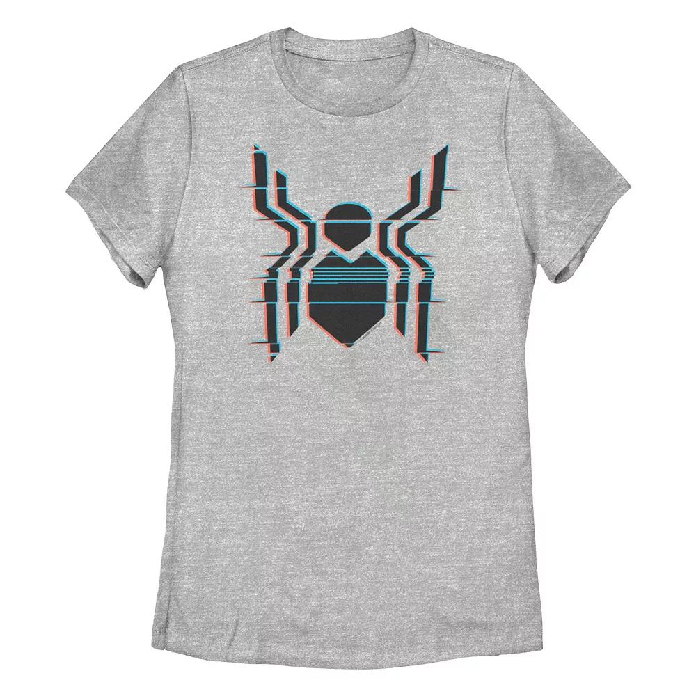 Juniors' Marvel Spider-Man Far From Home Glitch Logo Graphic Tee, Girl's, Size: Large, Athletic Grey Product Image