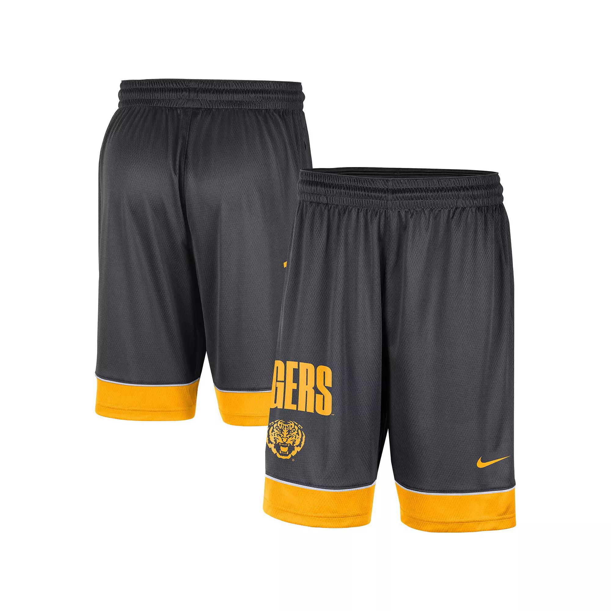Men's Nike Charcoal/Gold LSU Tigers Fast Break Shorts, Size: XL Product Image