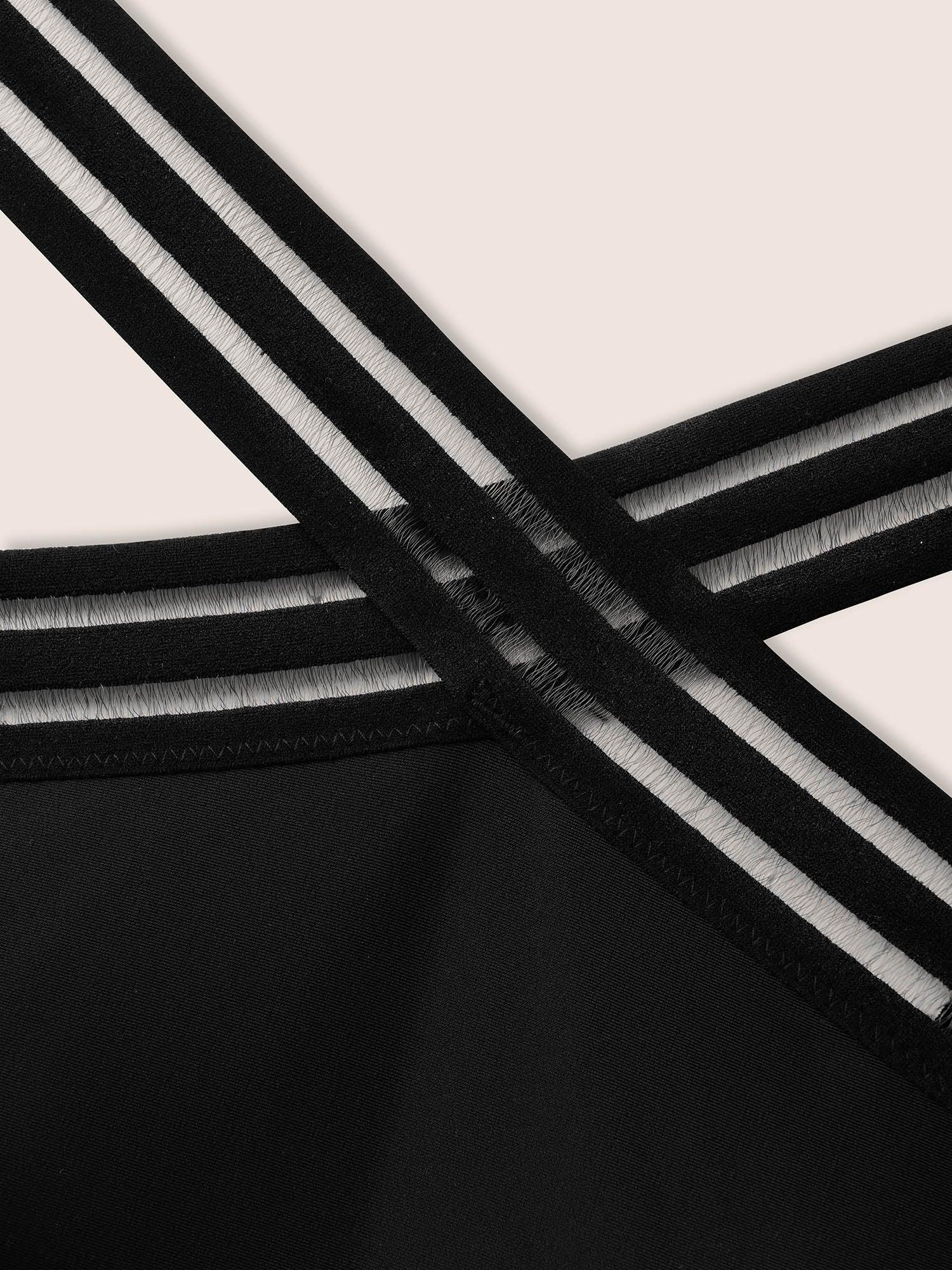 Overlap Collar Patchwork Mesh Gathered One Piece Swimsuit Female Product Image