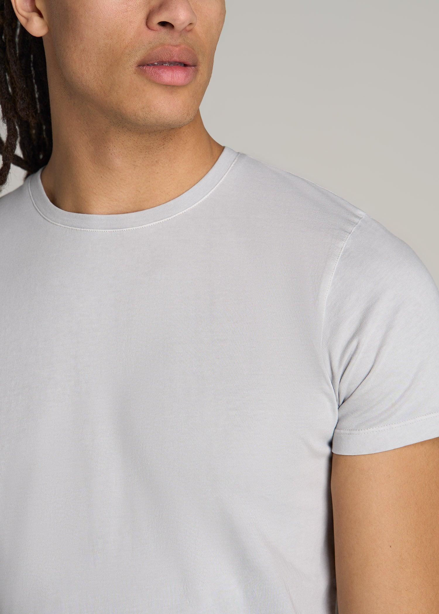 Modern Fit Garment Dyed Cotton T-Shirt for Tall Men in White Male Product Image