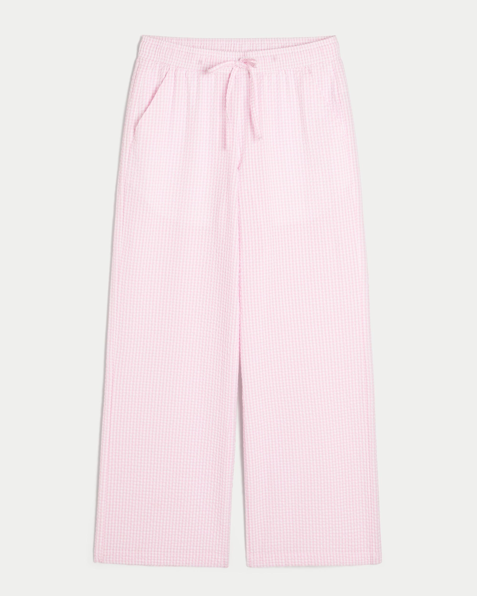 Seersucker Baggy Pull-On Pants Product Image