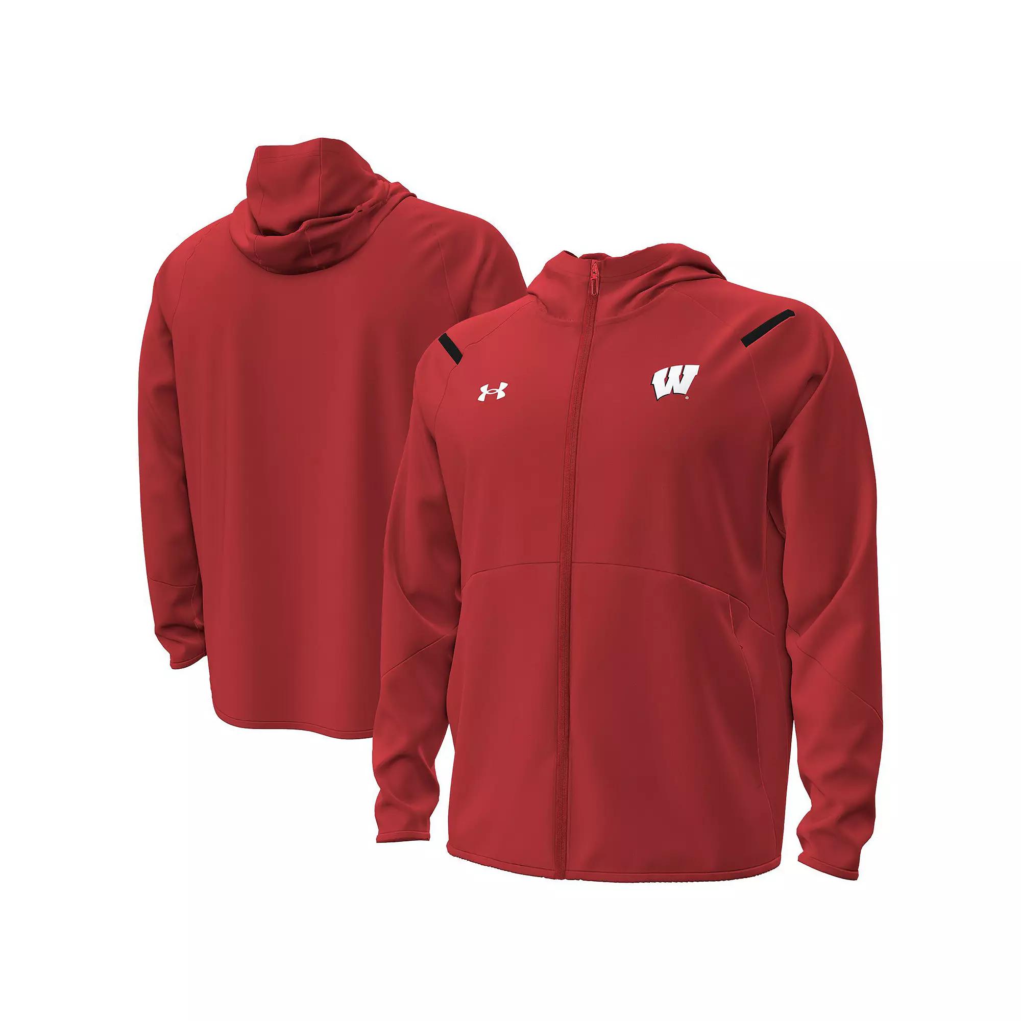 Men's Under Armour Red Wisconsin Badgers Unstoppable Performance Fleece Hoodie Half-Zip Jacket,  Product Image