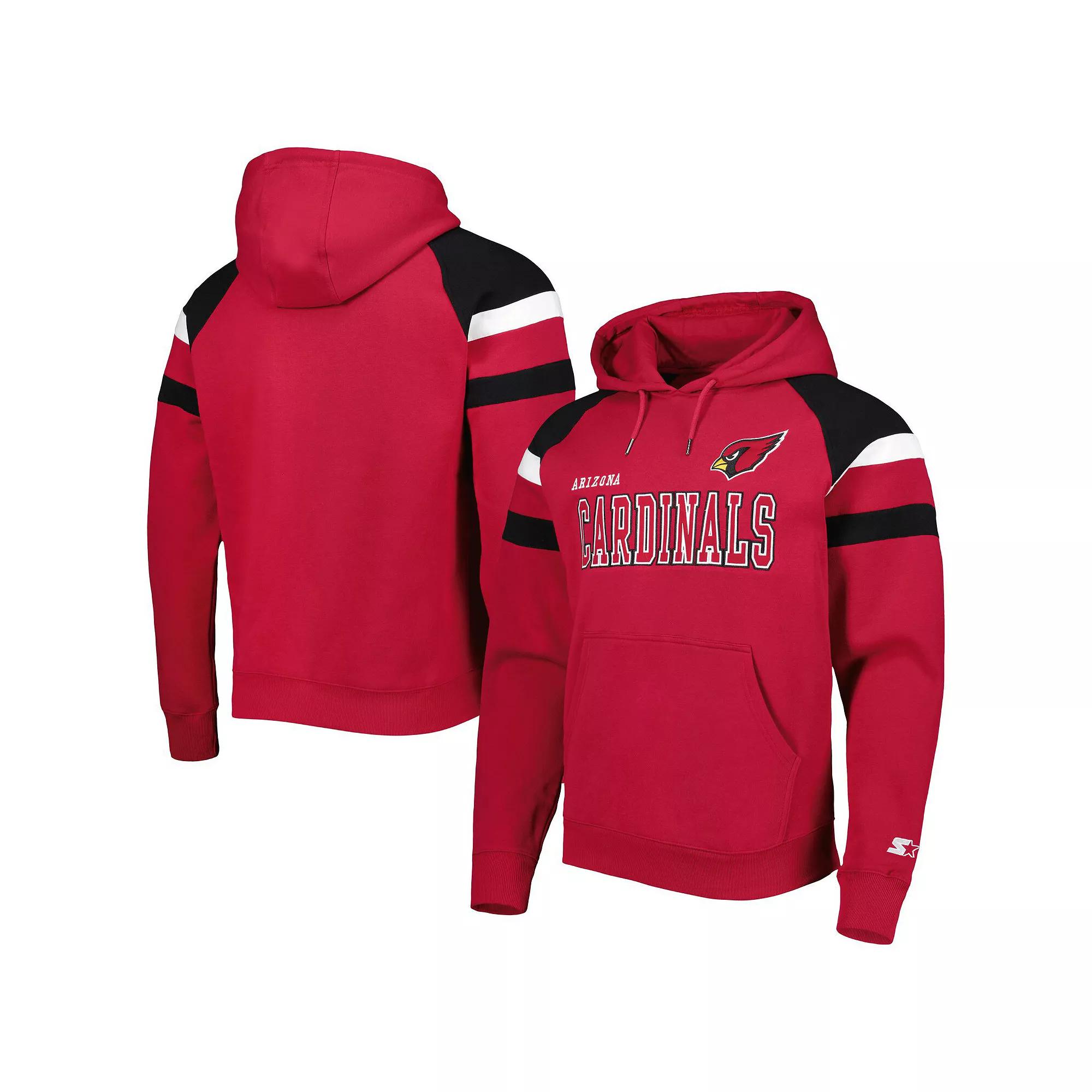 Men's Starter Cardinal Arizona Cardinals Draft Fleece Raglan Pullover Hoodie,  Product Image