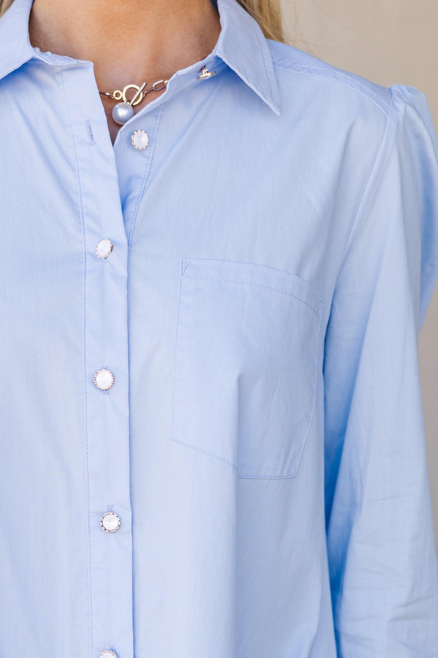 All Your Own Light Blue Rickrack Shirt Dress Female Product Image