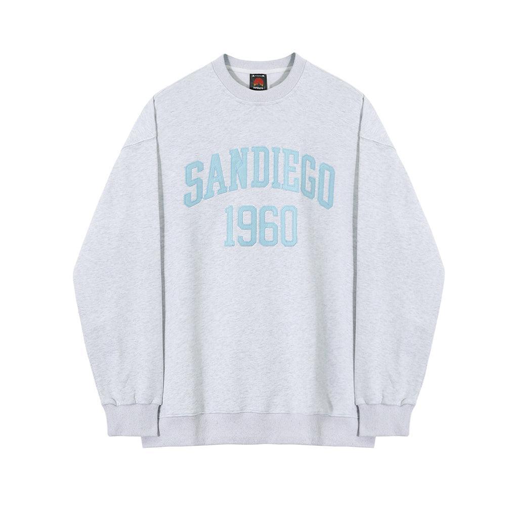 RT No. 6828 GRAY LETTERED EMBROIDERED PULLOVER SWEATER Product Image