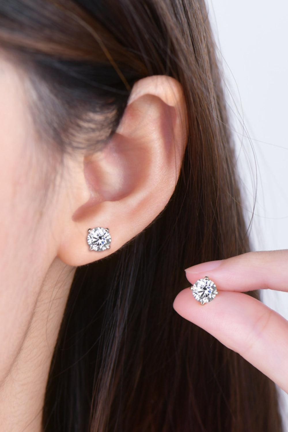 2 Carat Moissanite 925 Sterling Silver Stud Earrings Product Image
