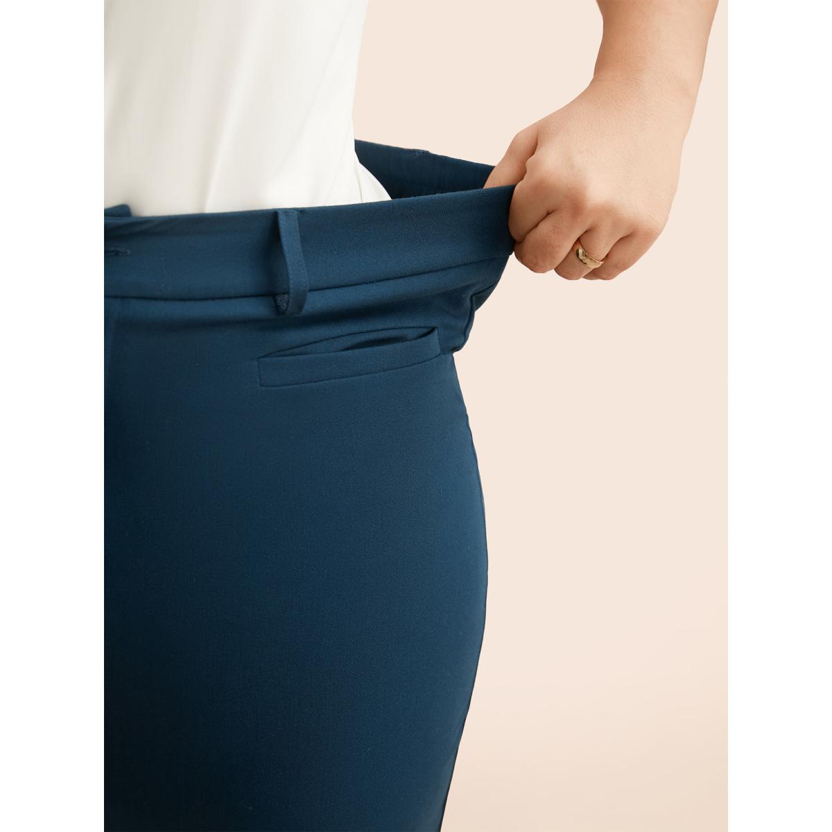 Plus Size Straight Leg Single-flap Pocket Pants Women Indigo Casual Straight Leg Mid Rise Everyday Pants BloomChic 26/4X Product Image