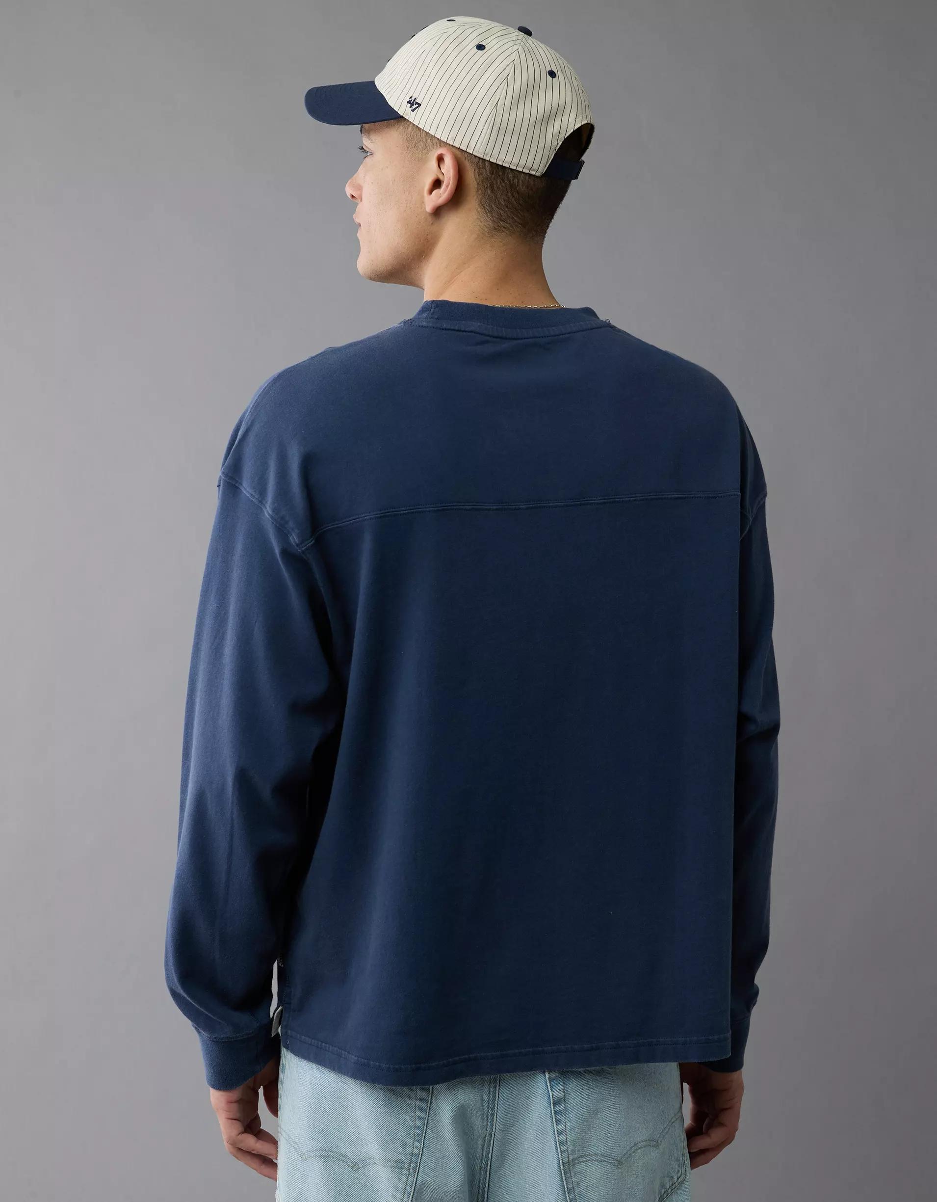 AE Long-Sleeve Boxy Sueded Jersey T-Shirt Product Image