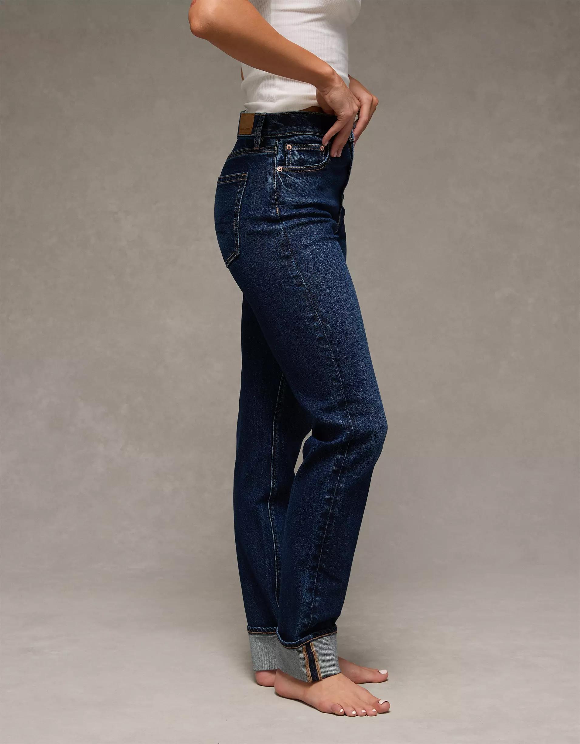 AE Stretch Super High-Waisted Straight Jean Product Image