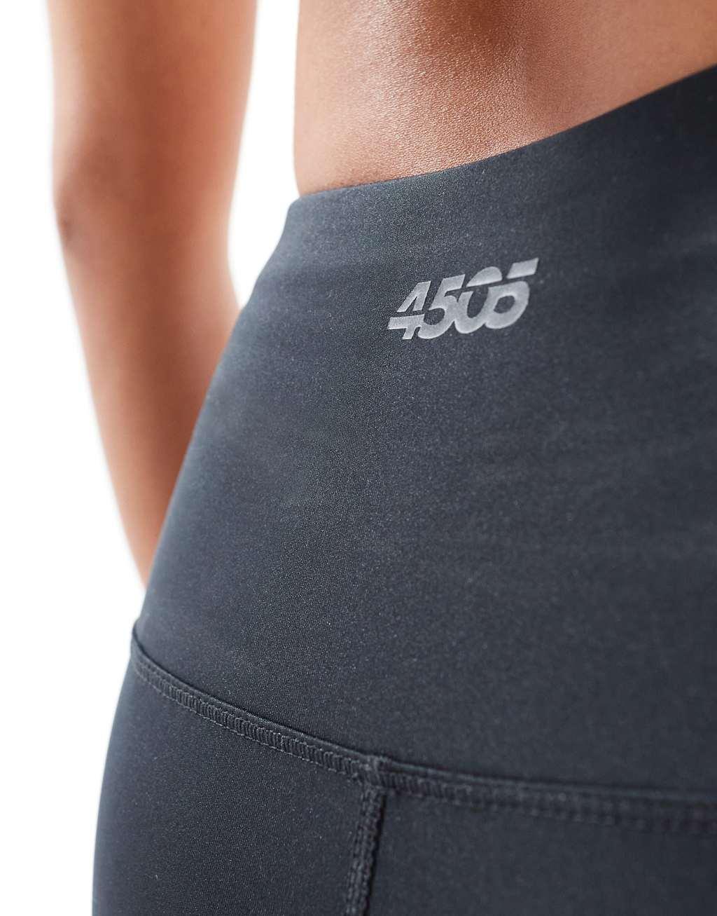 4505 Petite Icon running tie waist gym leggings with phone pocket in black  Product Image