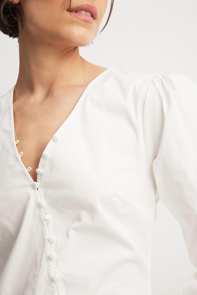 Asymmetric Buttoned Long Sleeve Mini Dress Product Image