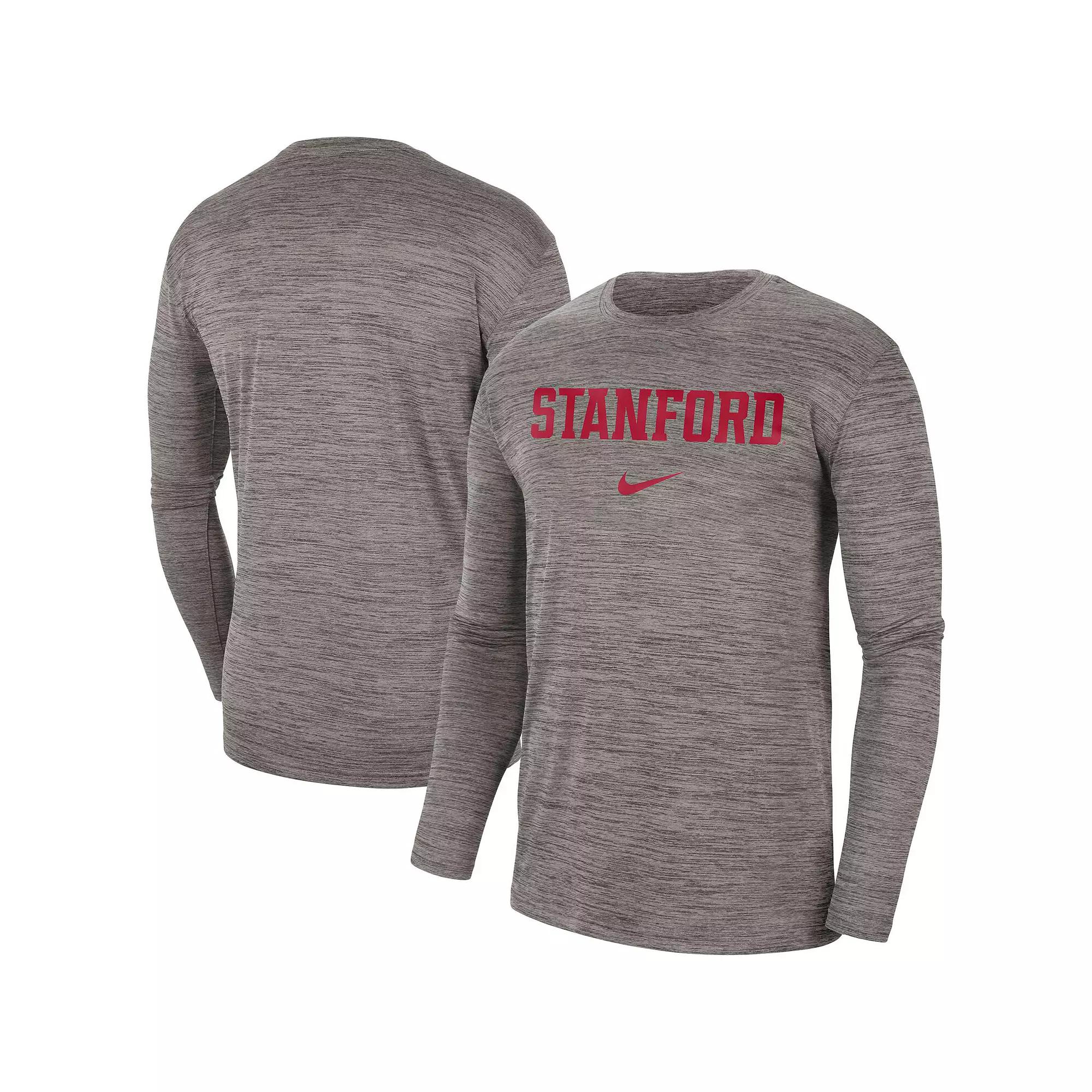 Men's Nike Heather Gray Stanford Cardinal Team Velocity Performance Long Sleeve T-Shirt, Size: 2XL, Grey Product Image