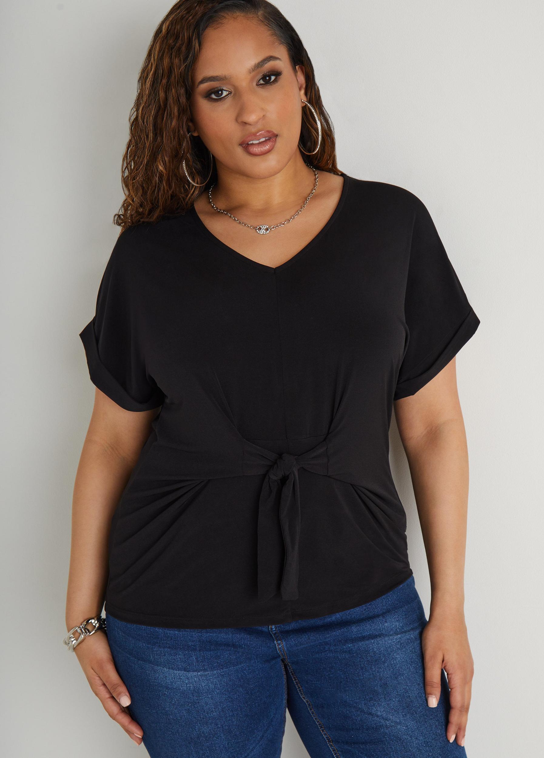 Tie Front Stretch Knit Top Product Image